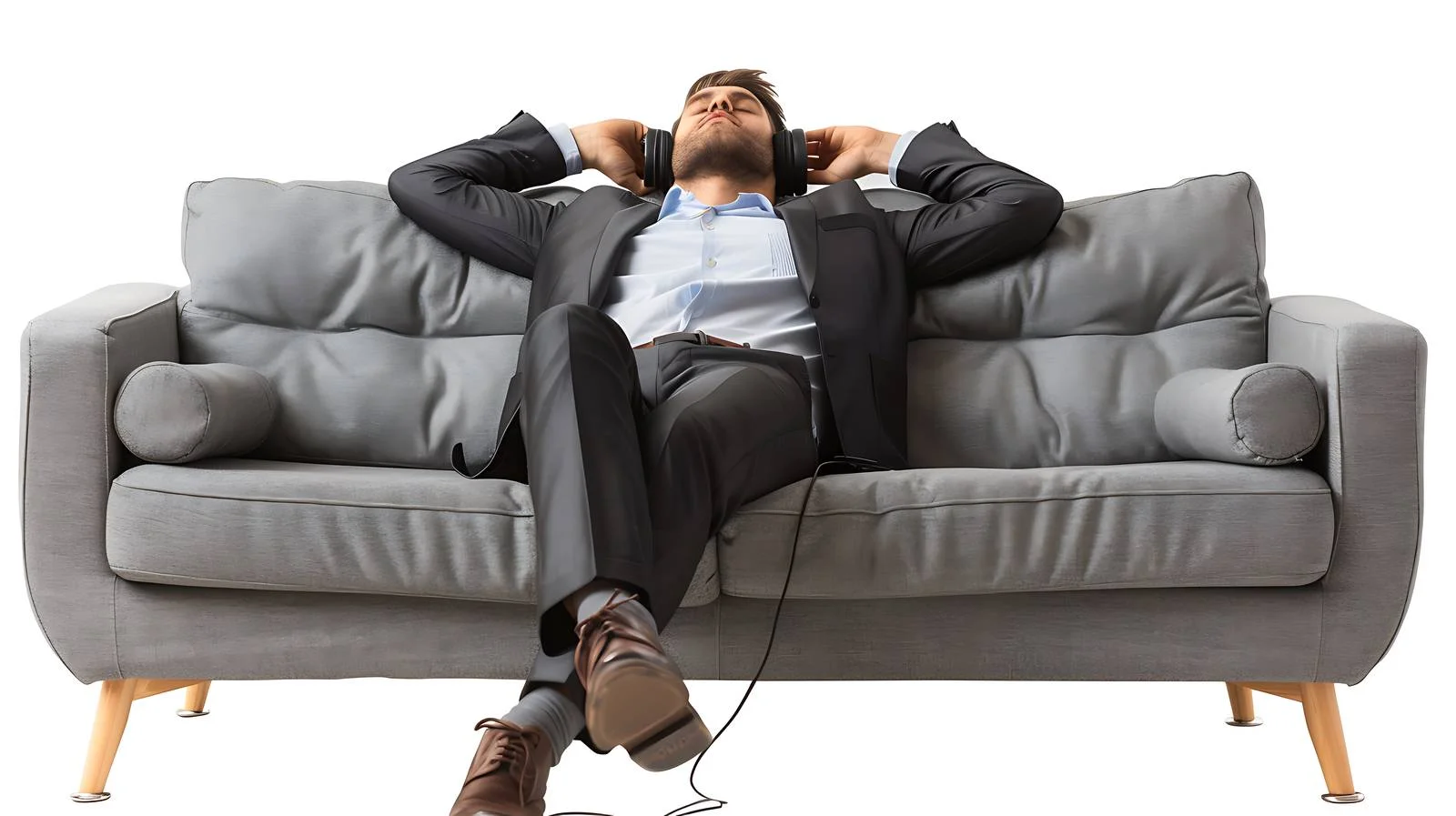 Professionally Relaxed Businessman with Headphones — free download from Dotvec