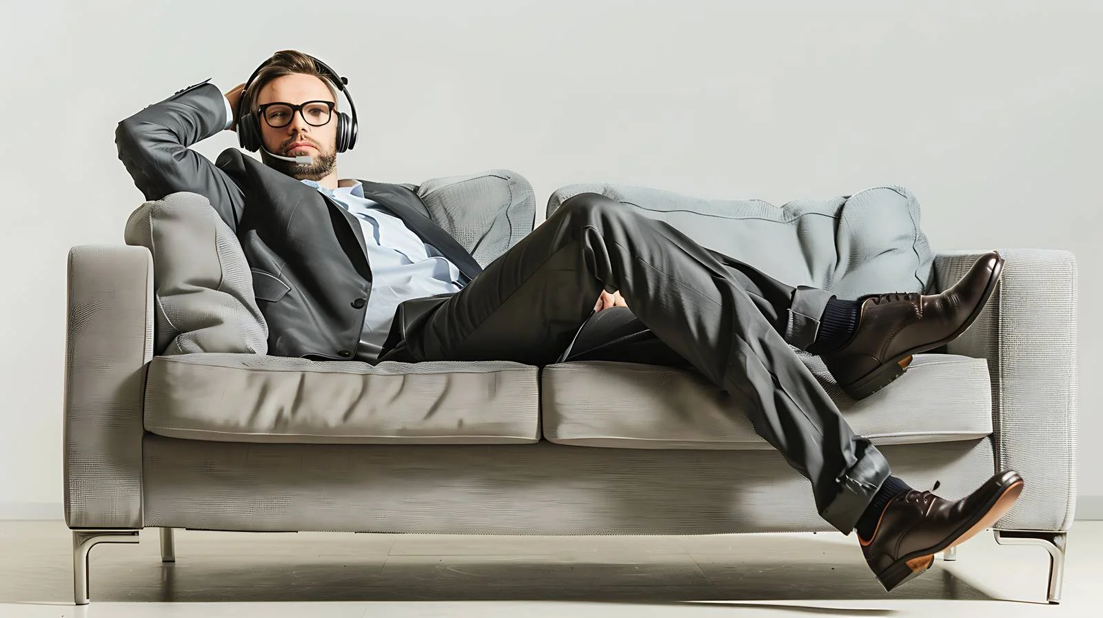 Productivity Break: Businessman Resting with Headphones — free download from Dotvec