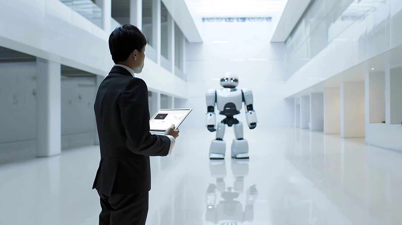 Businessman in Modern Factory Hall — free download from Dotvec