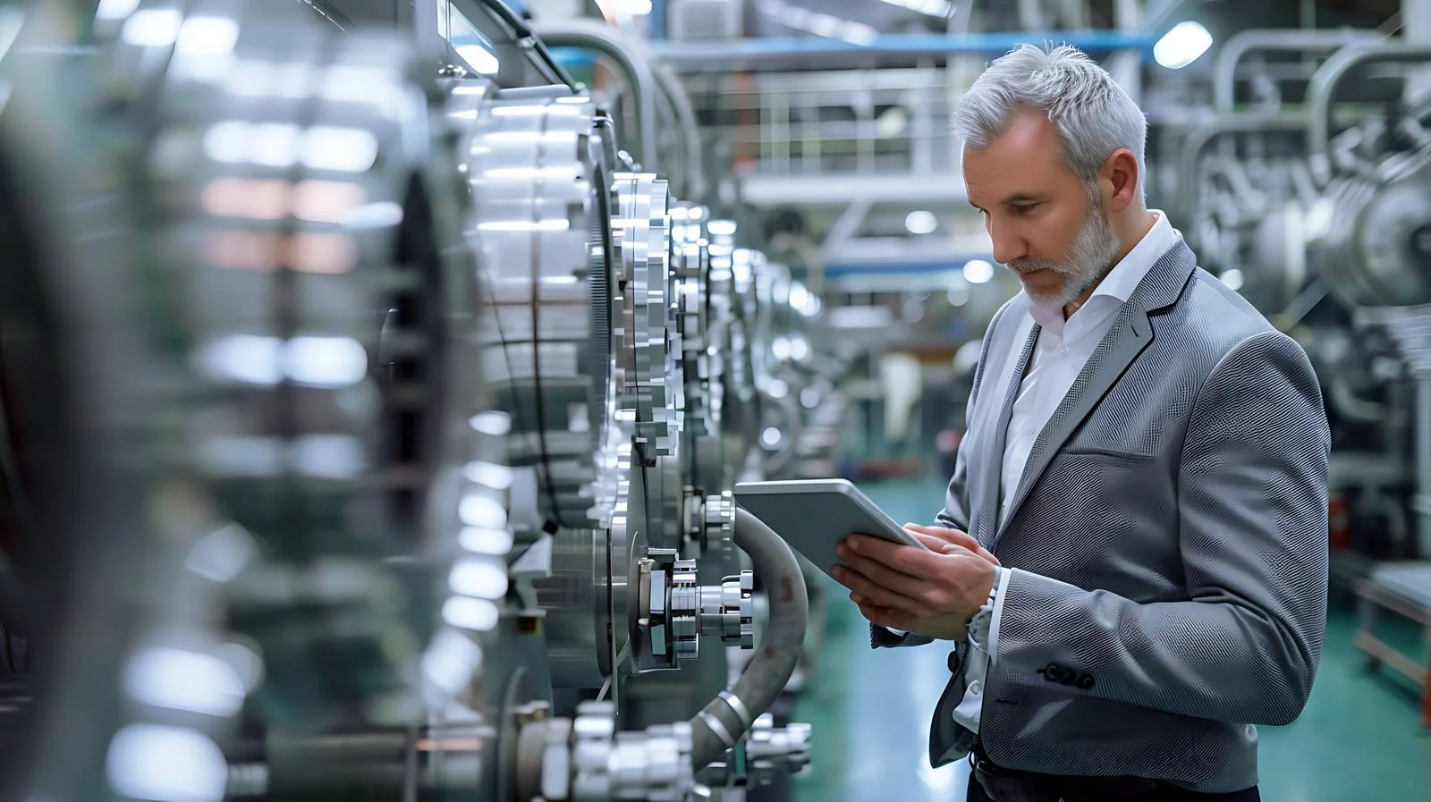 Businessman with Tablet and Modern Machine — free download from Dotvec