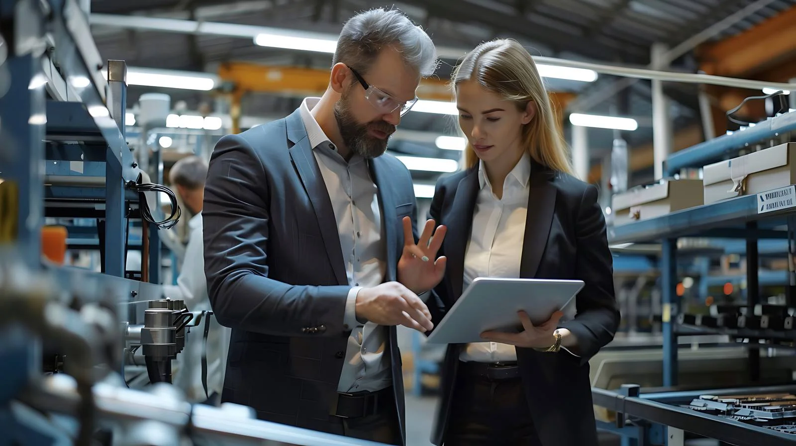 Businessman Demonstrating Machine to Businesswoman — free download from Dotvec
