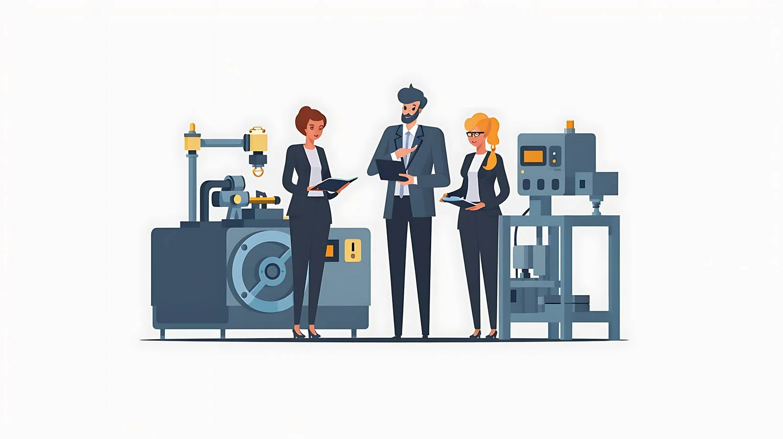 Businessman Demonstrating Machine with Tablet — free download from Dotvec