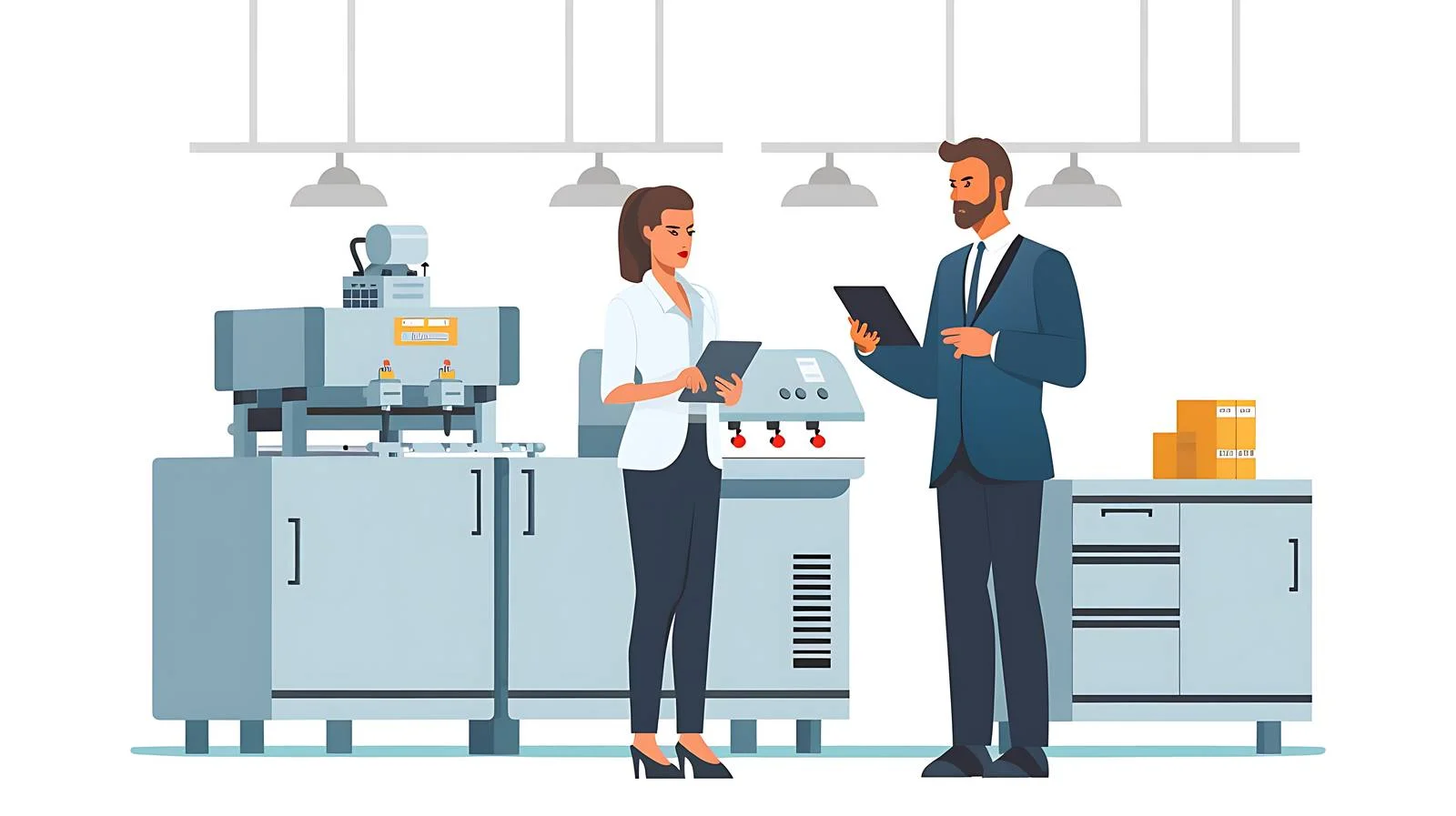 Businessman Presenting Machine on Tablet — free download from Dotvec