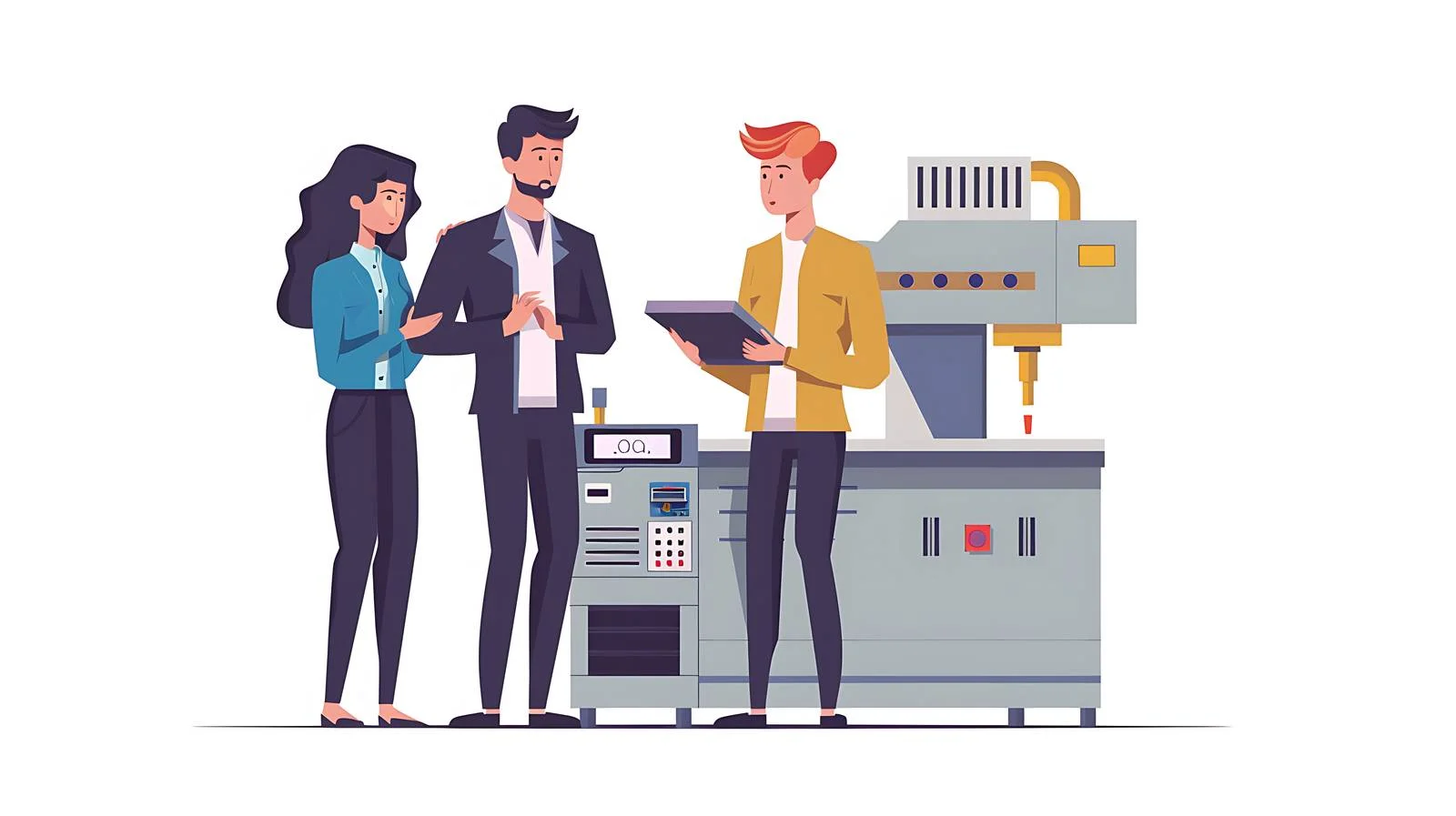 Businessman presents machine to business partner — free download from Dotvec