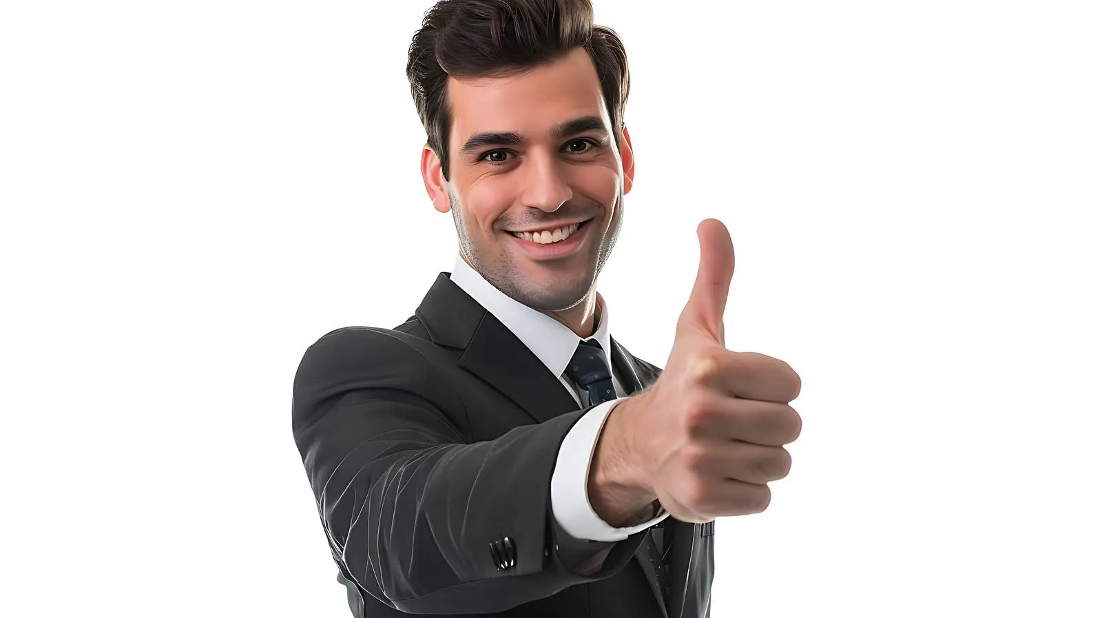 Successful Businessman Giving Thumbs Up on White Background – free smile image from Dotvec