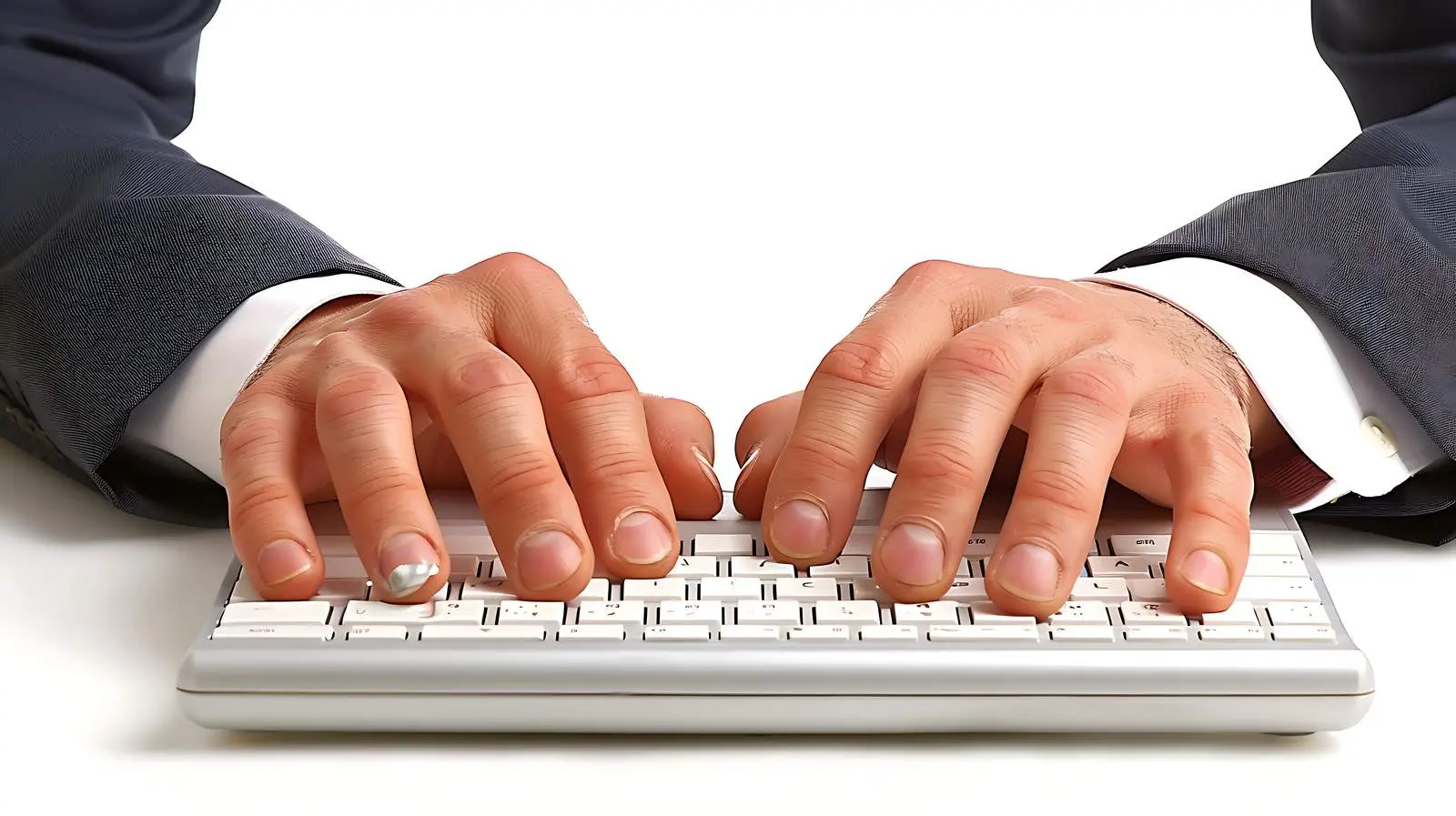 Businessman Working on Computer with Hands Close-up – free caucasian image from Dotvec