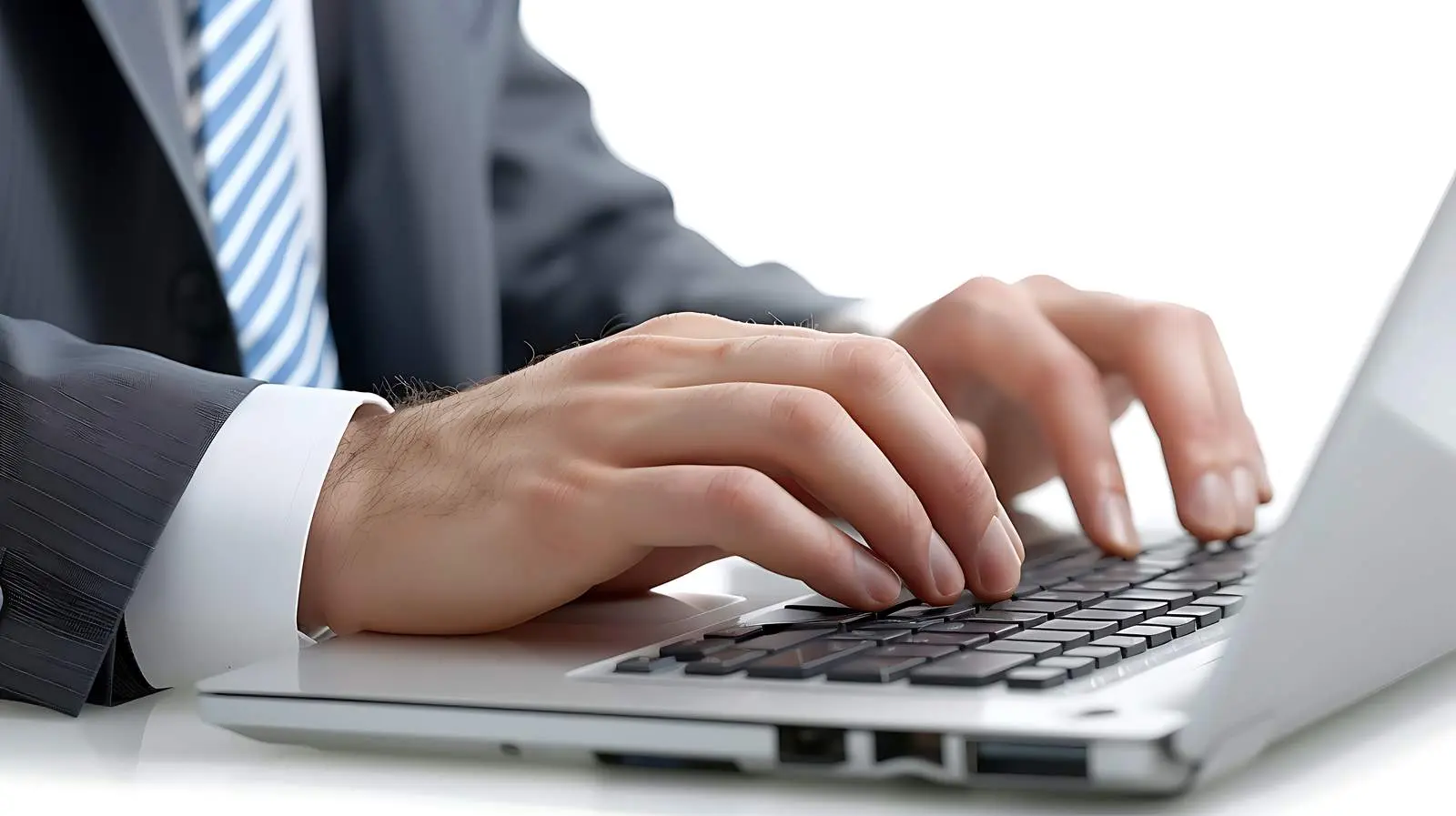 Businessman Working on Computer Close-Up — free download from Dotvec