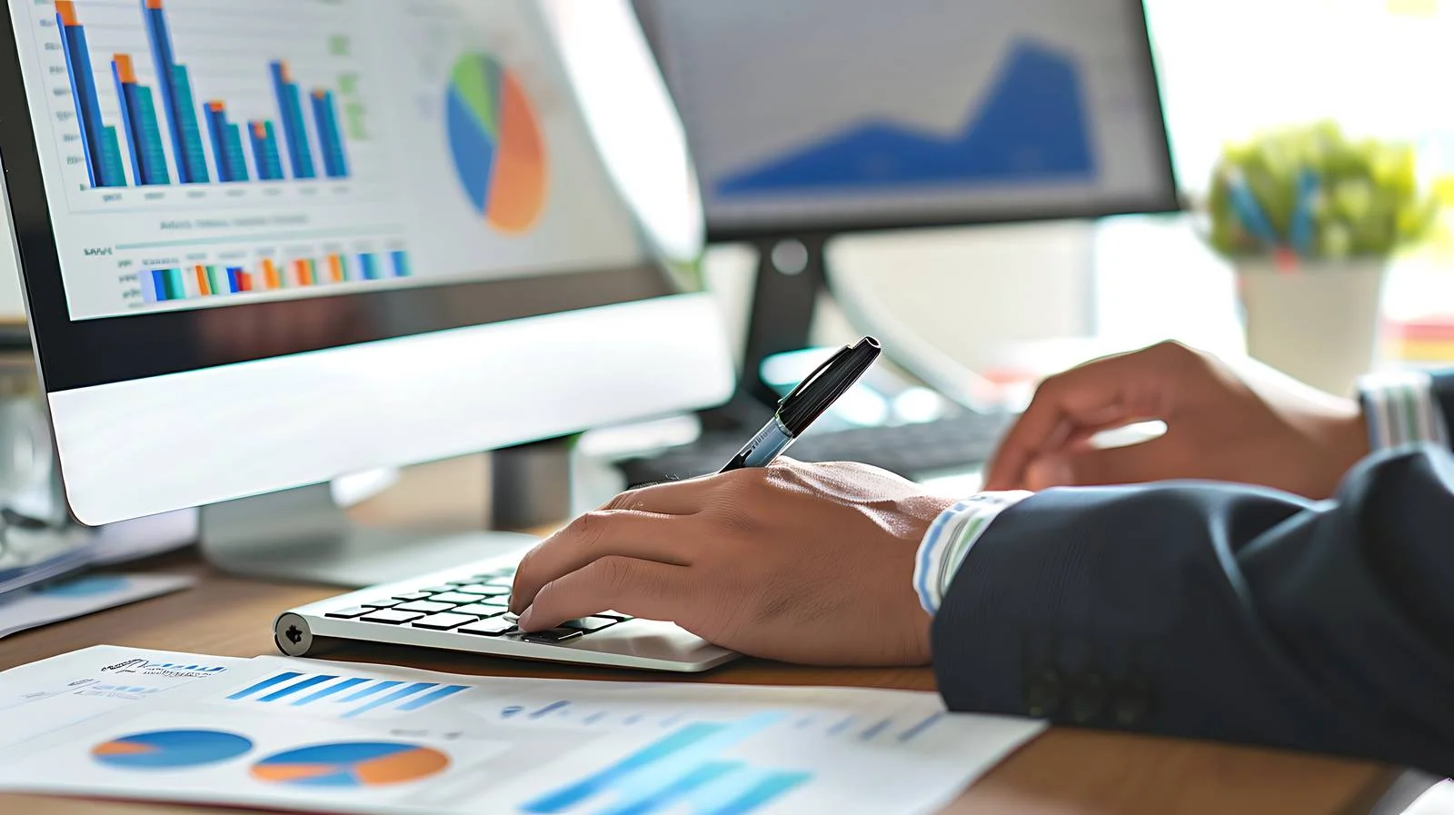 Businessman at Desk Writing with Pen — free download from Dotvec