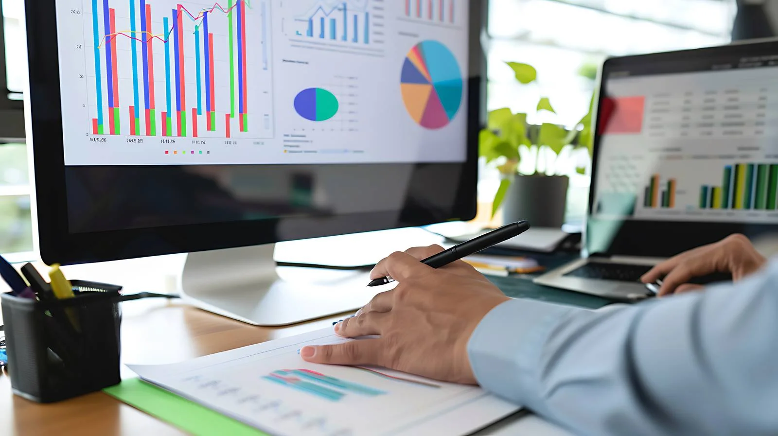 Focused Businessman Working at Office Desk — free download from Dotvec