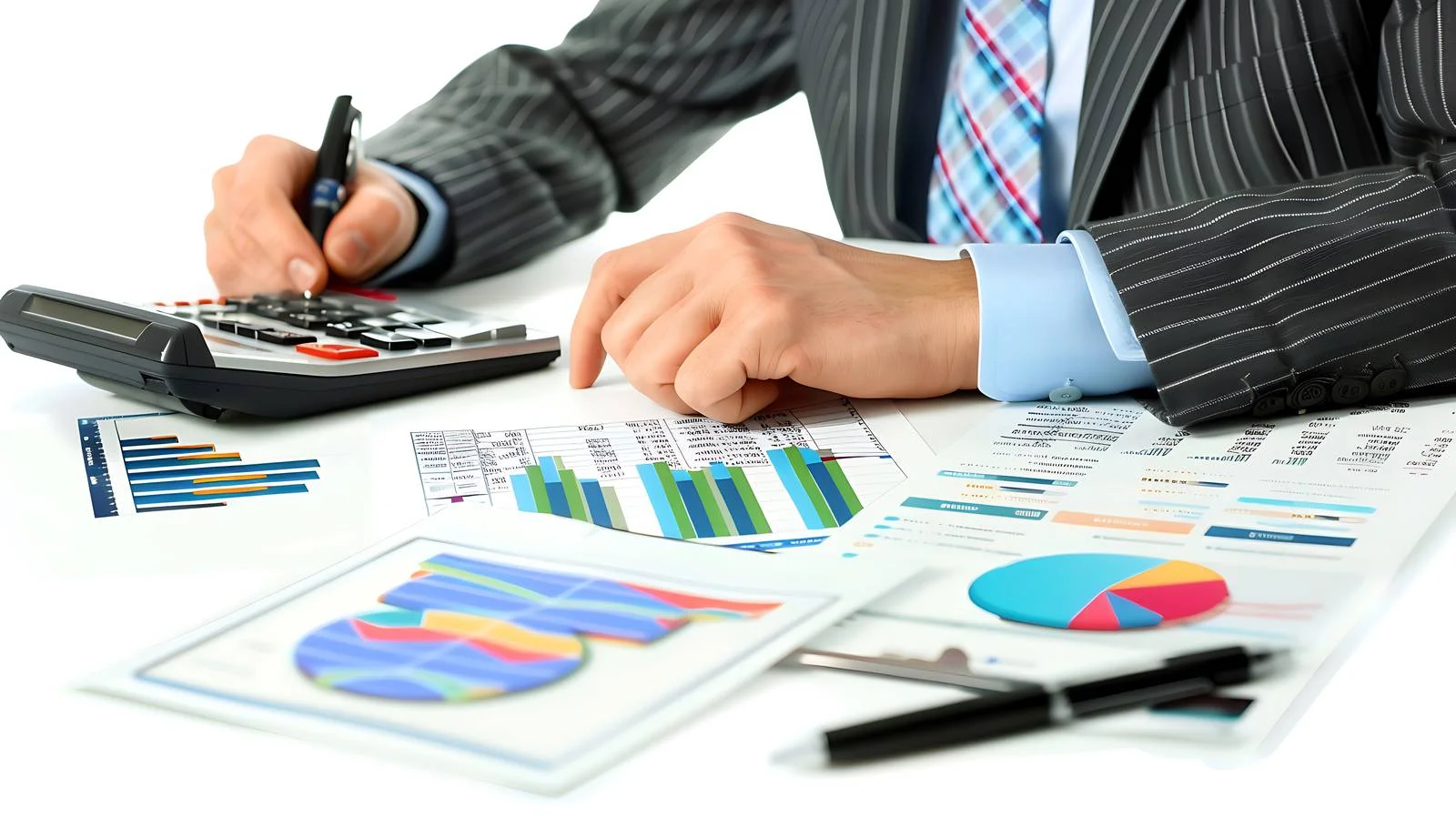 Businessman Analyzing Data at Office Desk — free download from Dotvec