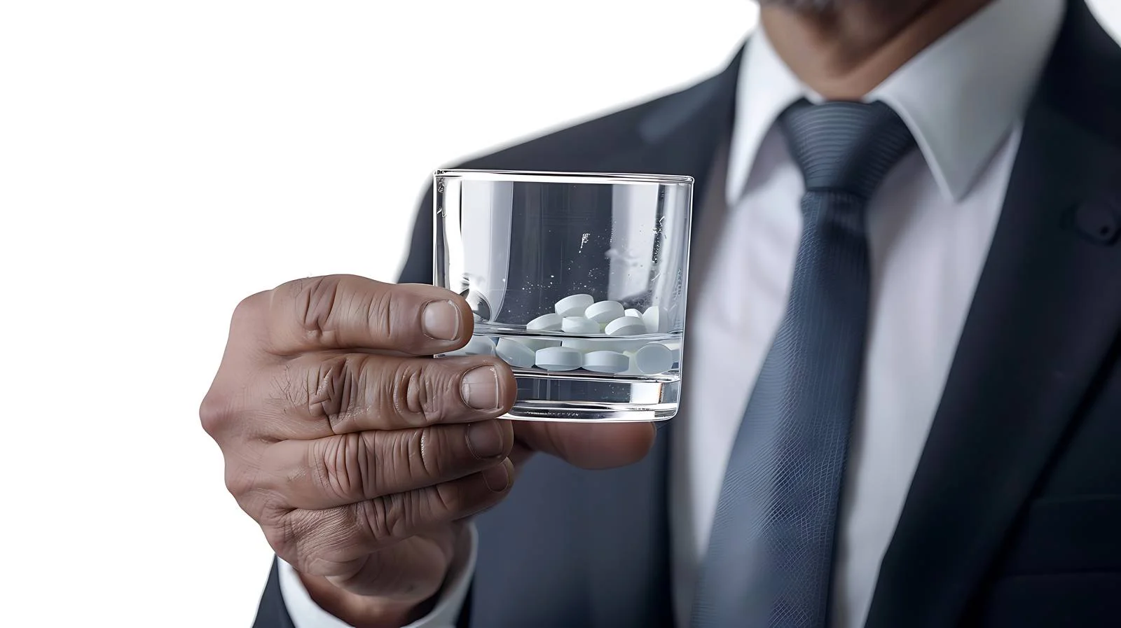 Businessman taking pill at work — free download from Dotvec