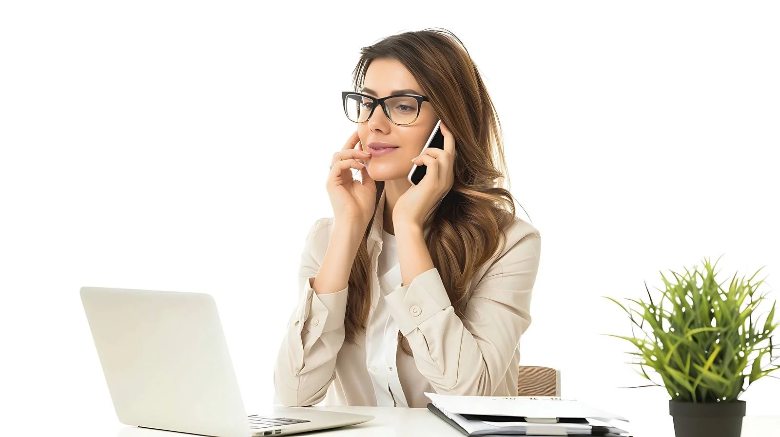 Professional Businesswoman in Office Talking — free download from Dotvec