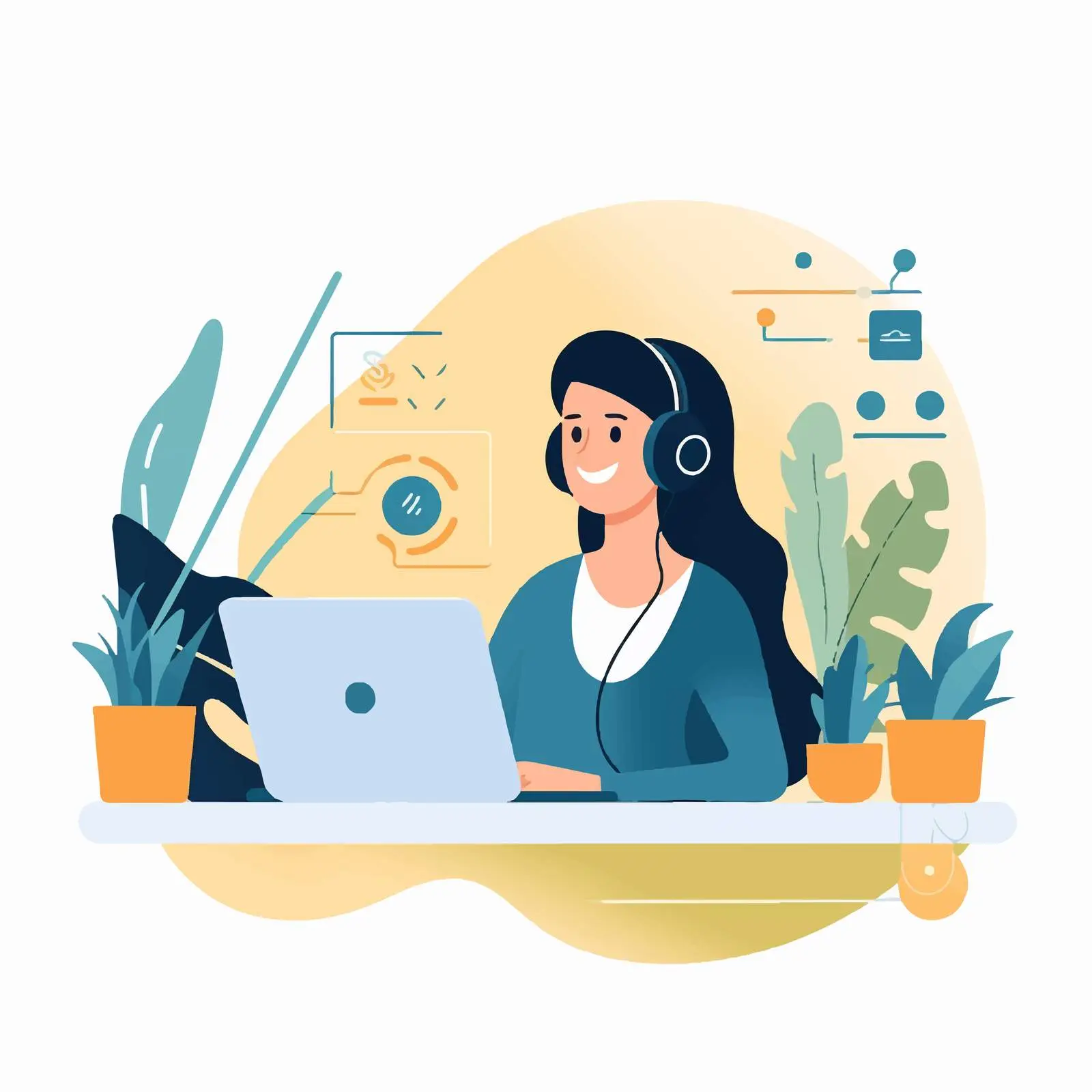 Businesswoman Communicating with Call Center Assistant – free business operations image from Dotvec