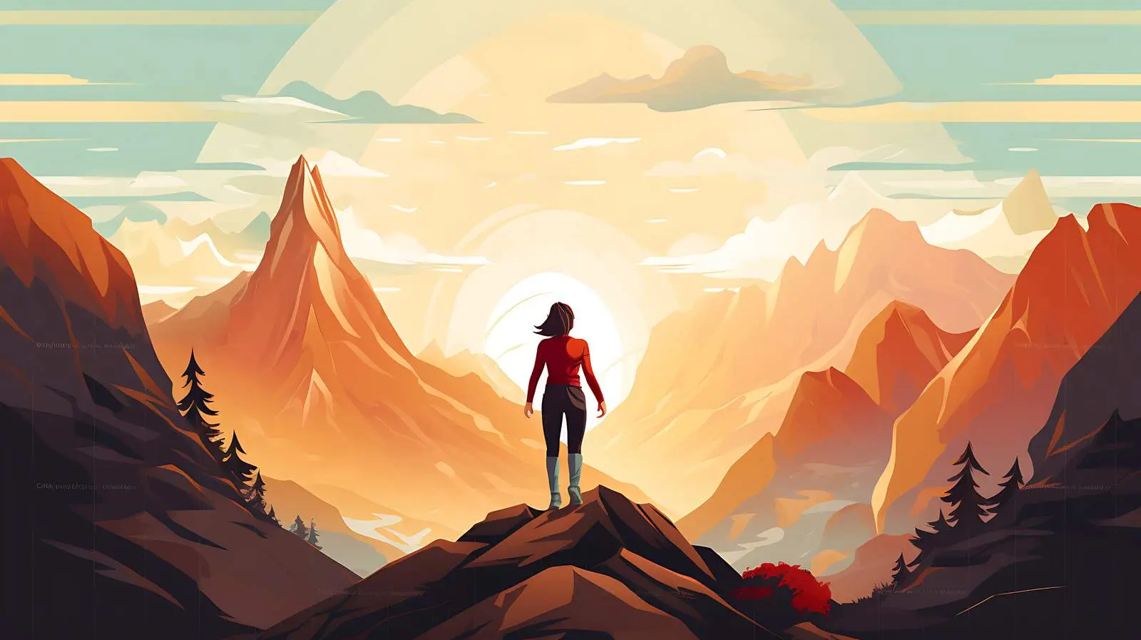 Ambitious Businesswoman Climbing to Summit — free download from Dotvec