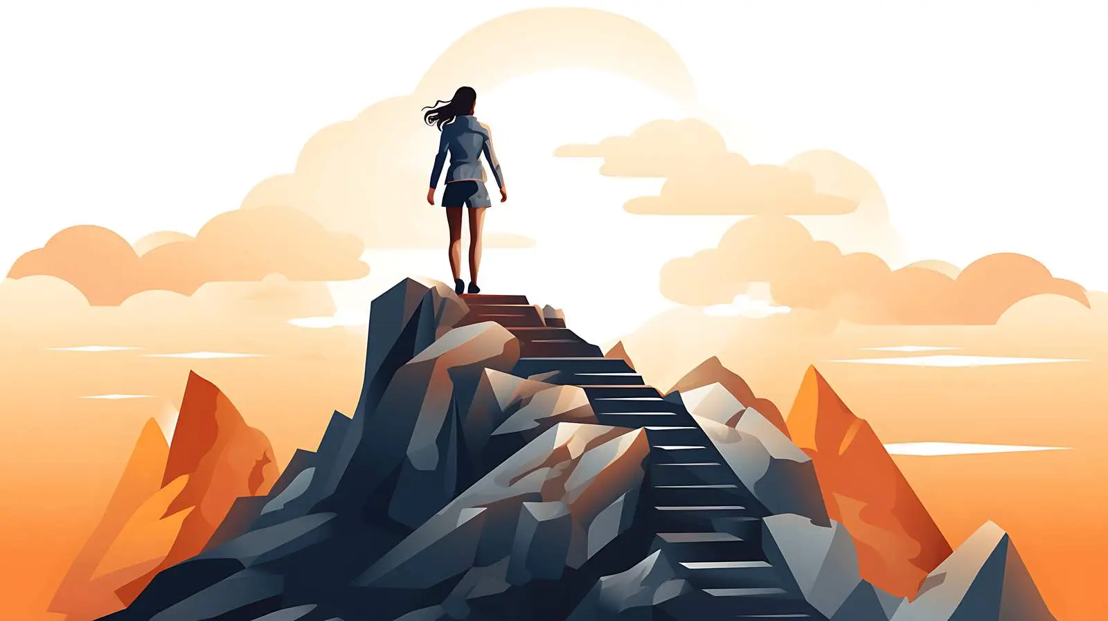 Ambitious Businesswoman Climbing Mountain Summit — free download from Dotvec