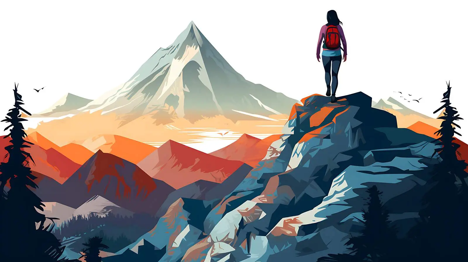 Ambitious Businesswoman Climbing Mountain Peak — free download from Dotvec