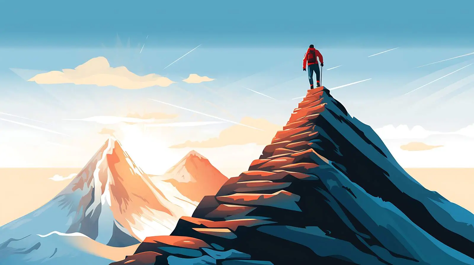 Ambitious Businesswoman Climbing Mountain — free download from Dotvec