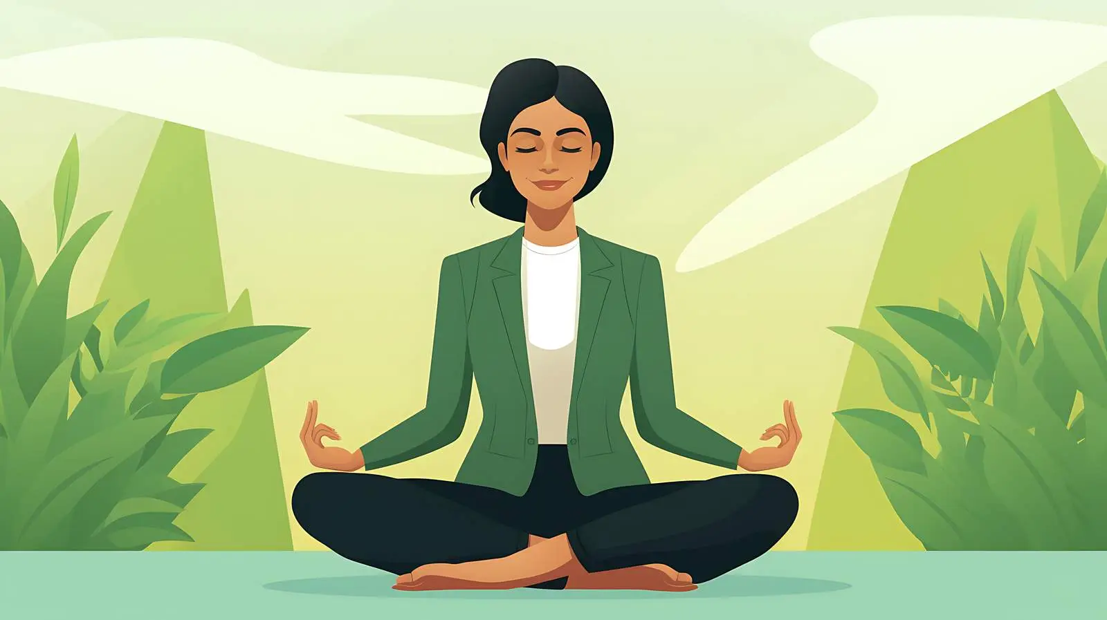 Focused Businesswoman on Green Background — free download from Dotvec