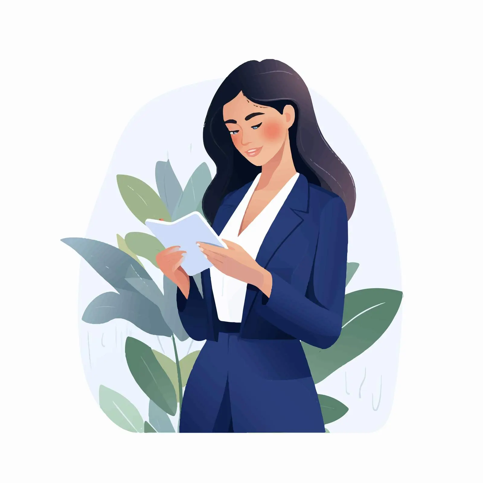 Businesswoman Using Smartphone for Business Insights – free smartphone vector image from Dotvec