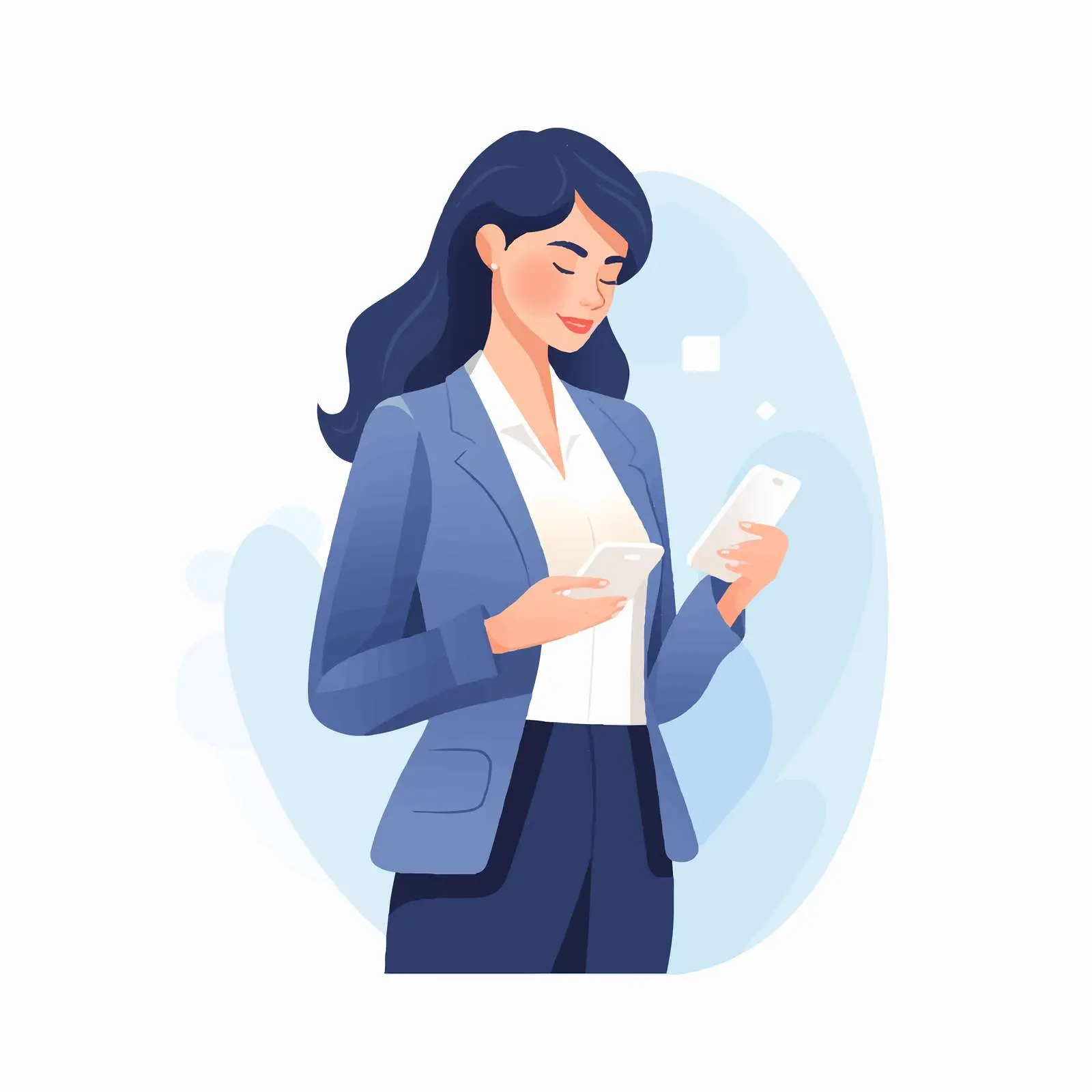 Businesswoman Using Smartphone for Business Insights — free download from Dotvec