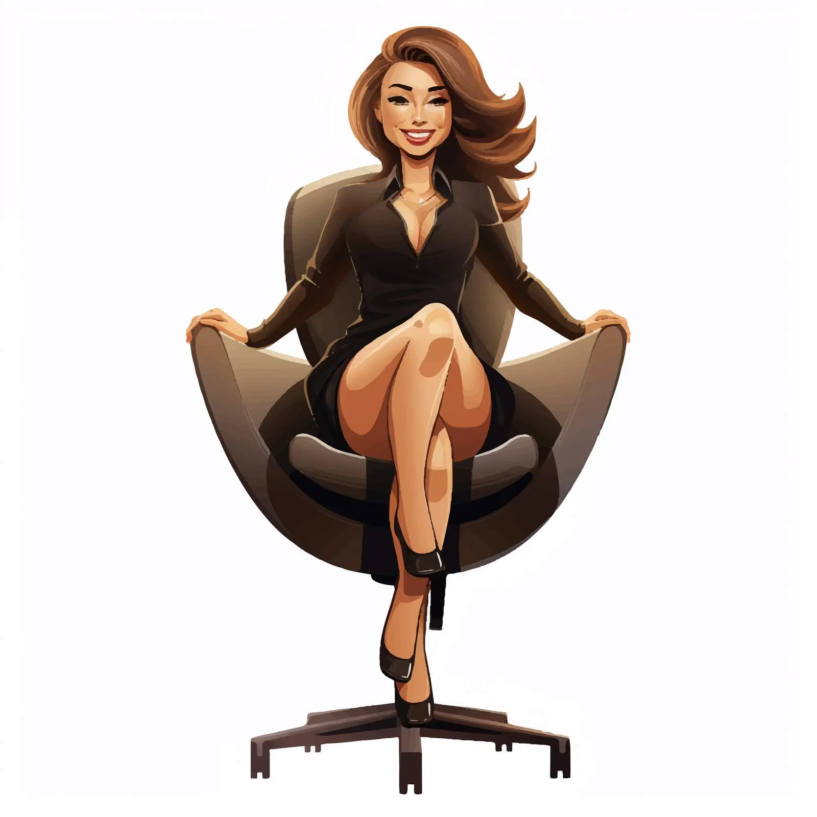 Businesswoman Cartoon Posing on Office Chair — free download from Dotvec