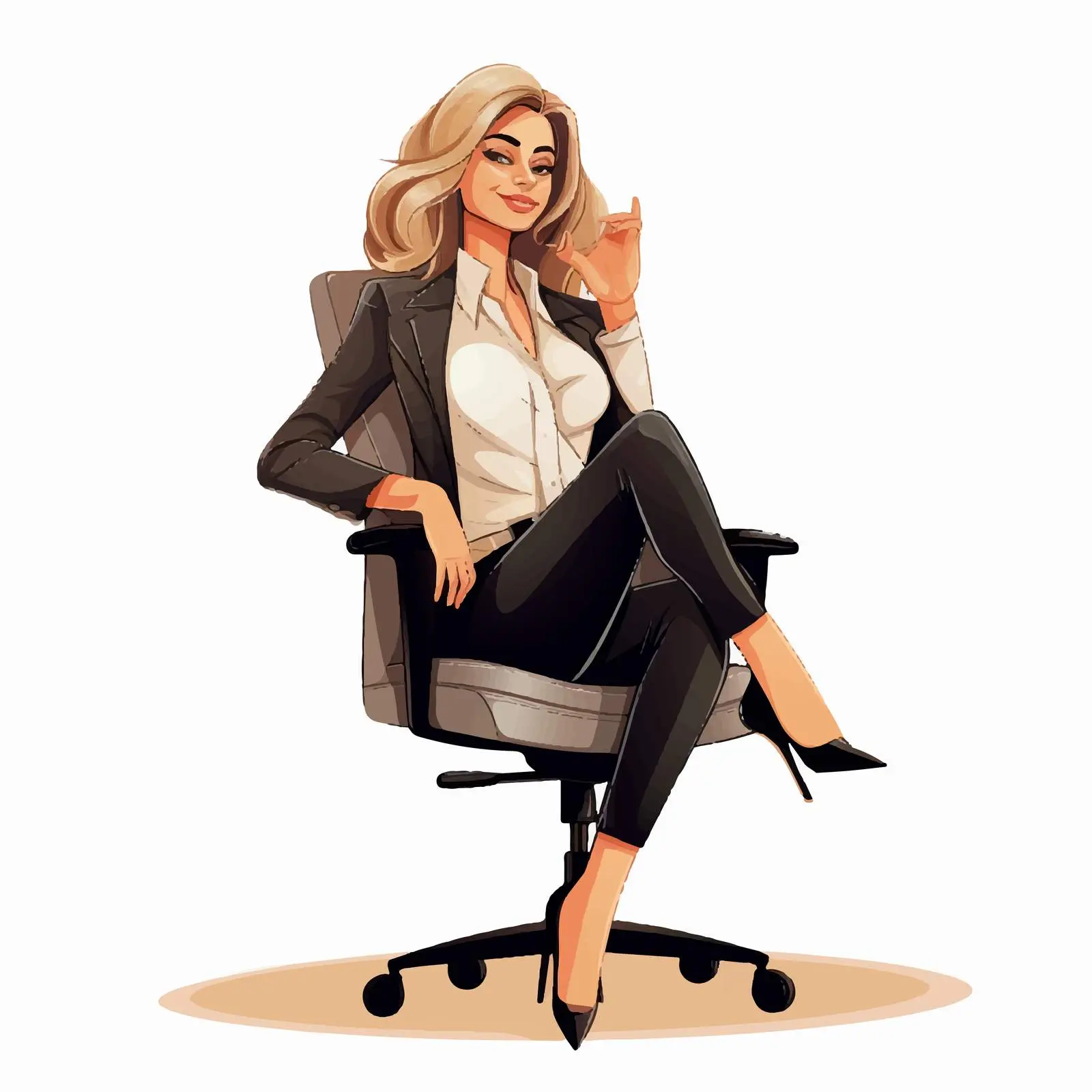 Businesswoman Cartoon Posing on Office Chair Vector — free download from Dotvec