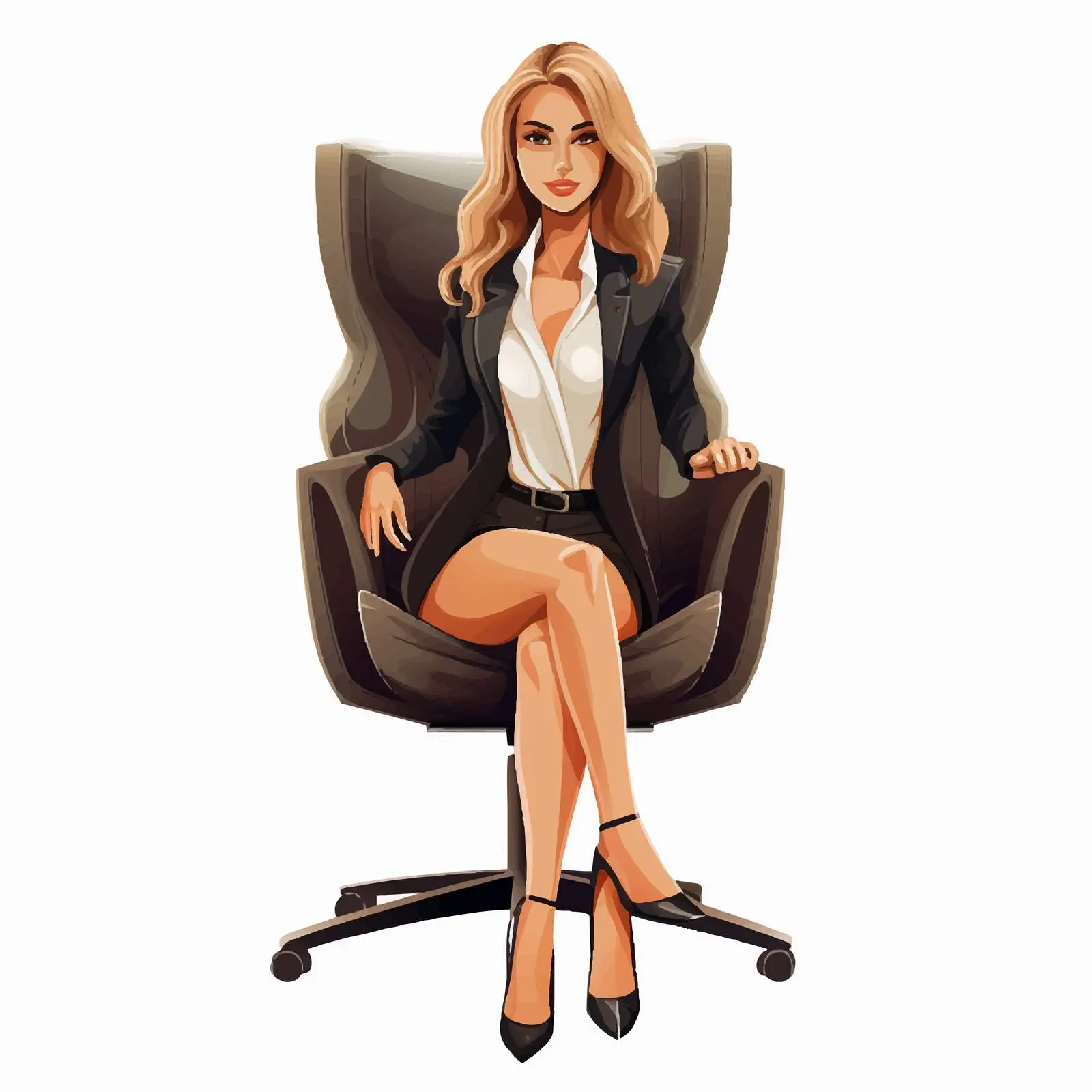 Businesswoman Posing on Office Chair Illustration – free work culture image from Dotvec