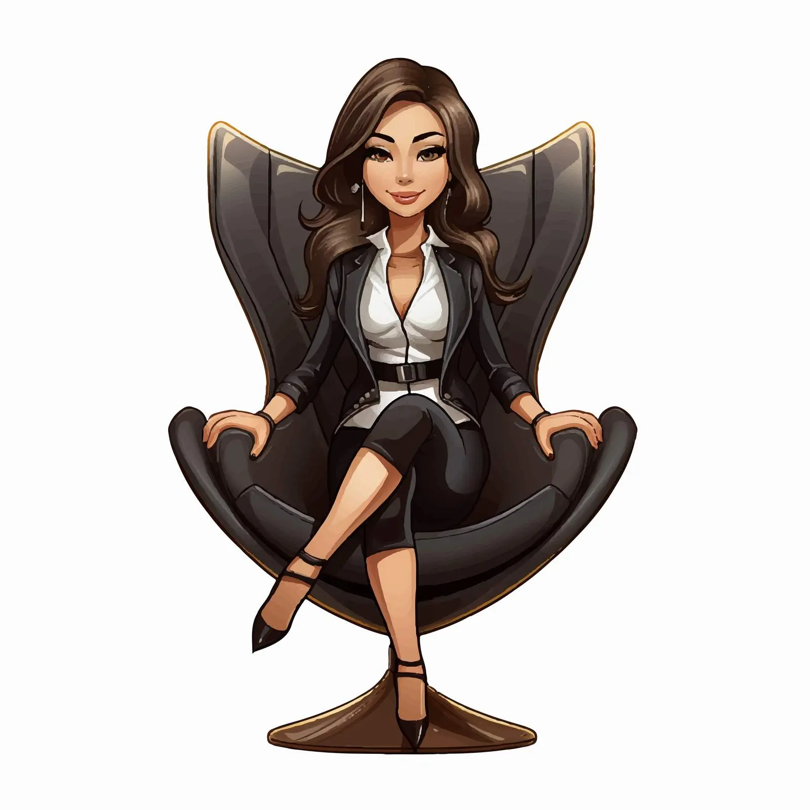 Businesswoman Posing on Office Chair Vector Illustration — free download from Dotvec
