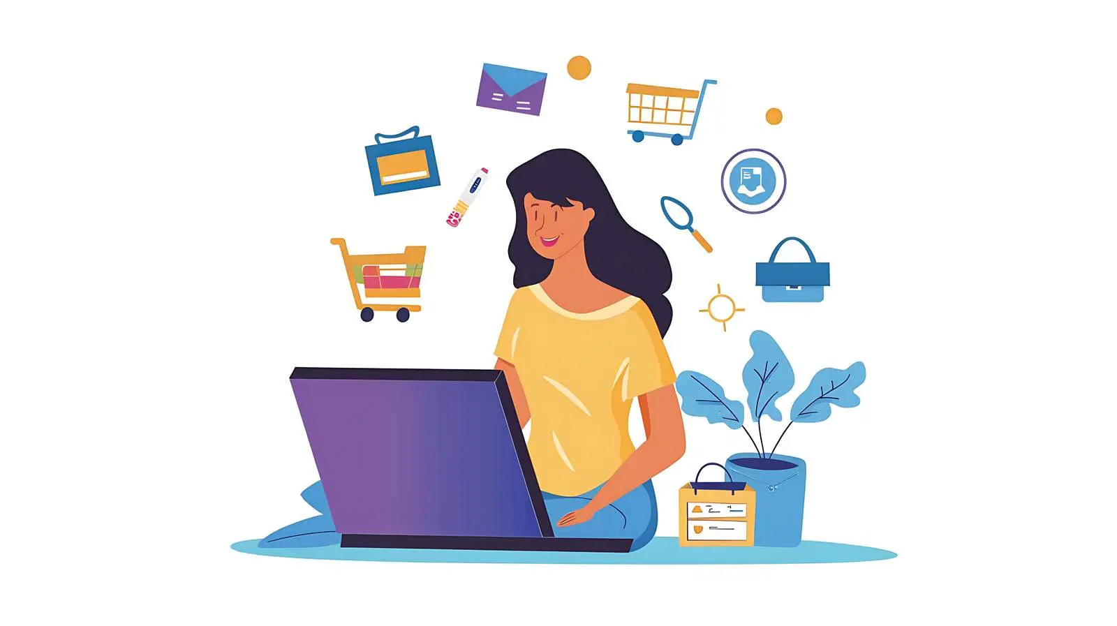 Businesswoman Shopping Online with Laptop – free awareness image from Dotvec
