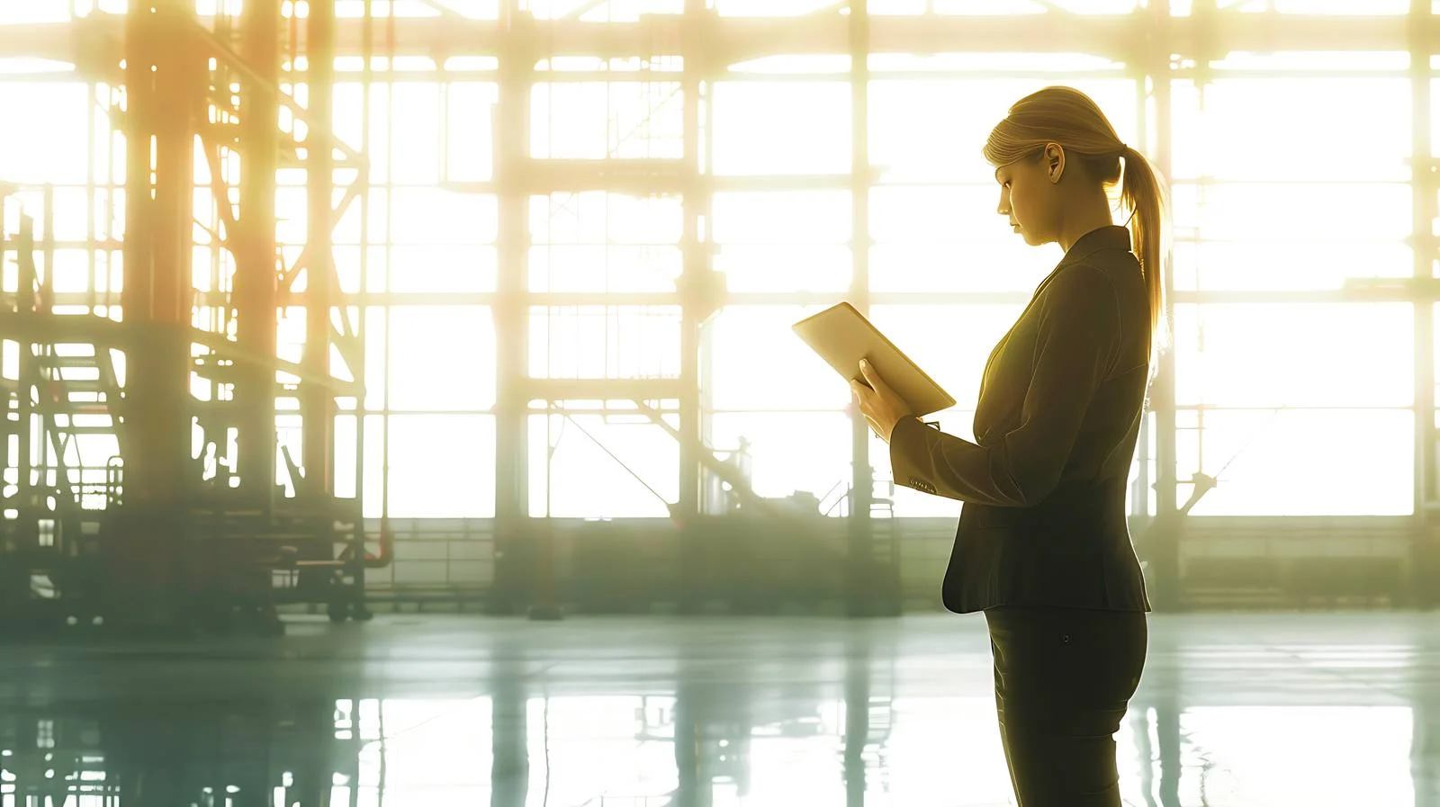 Factory Businesswoman with Tablet — free download from Dotvec