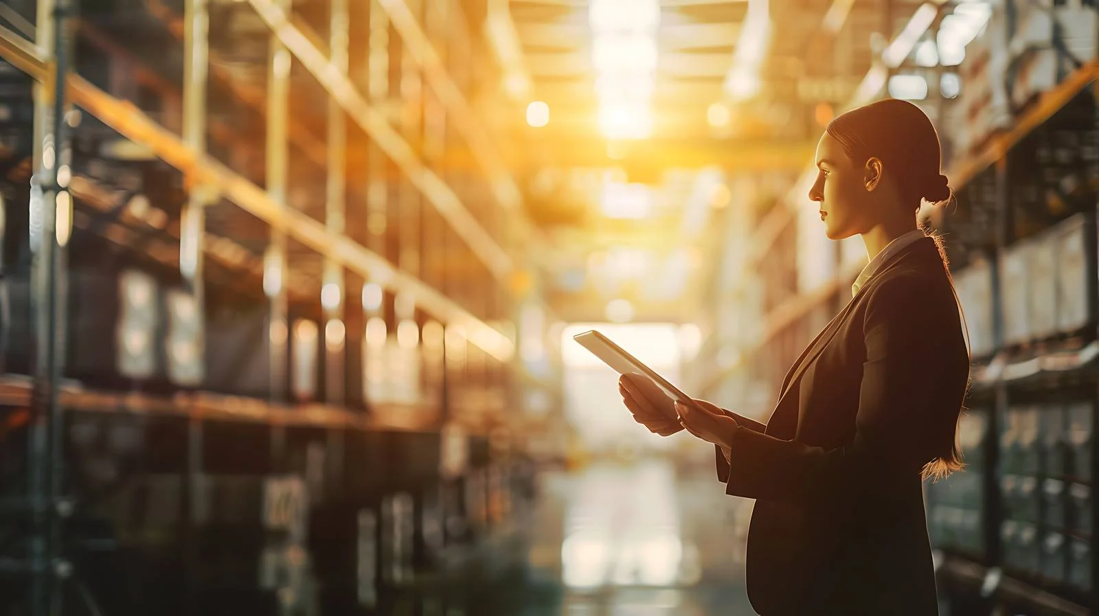 Female Manager in Warehouse with Tablet — free download from Dotvec