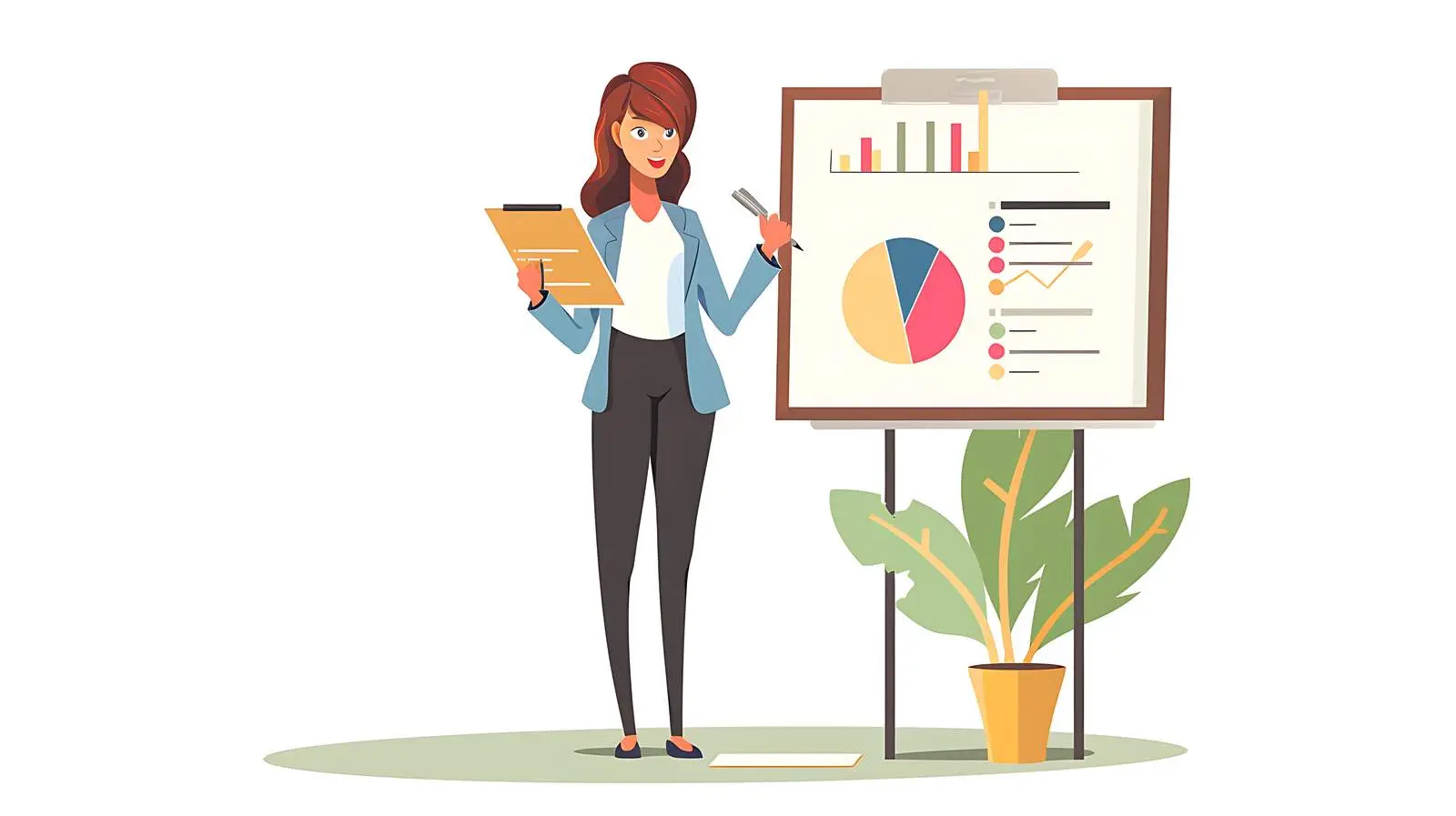 Businesswoman Writing on Flipchart During Presentation – free aid image from Dotvec