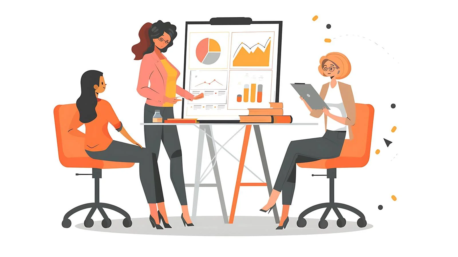 Professional Businesswomen Presenting at Flipchart — free download from Dotvec