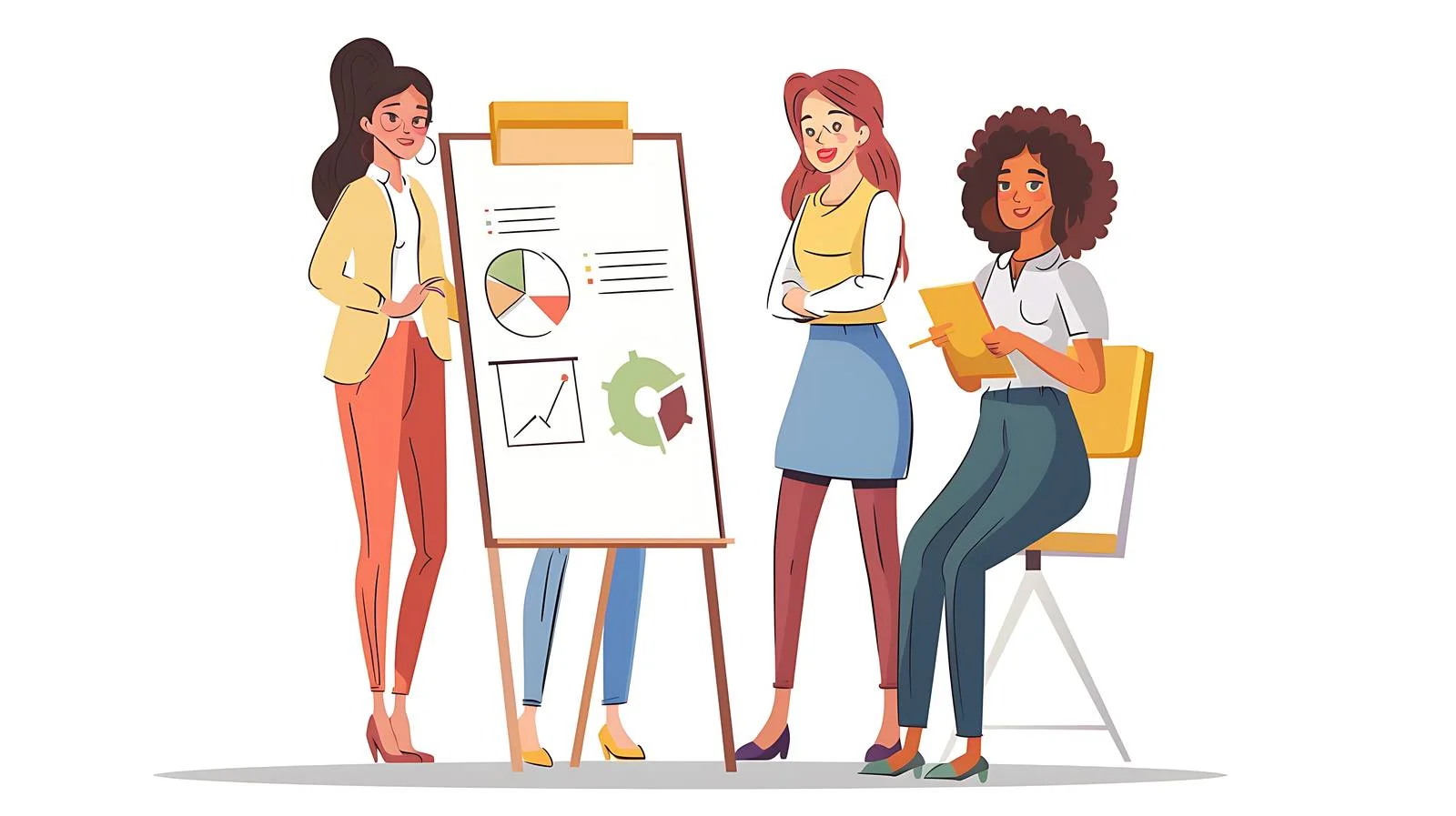 Professional Businesswomen Meeting at Flipchart — free download from Dotvec
