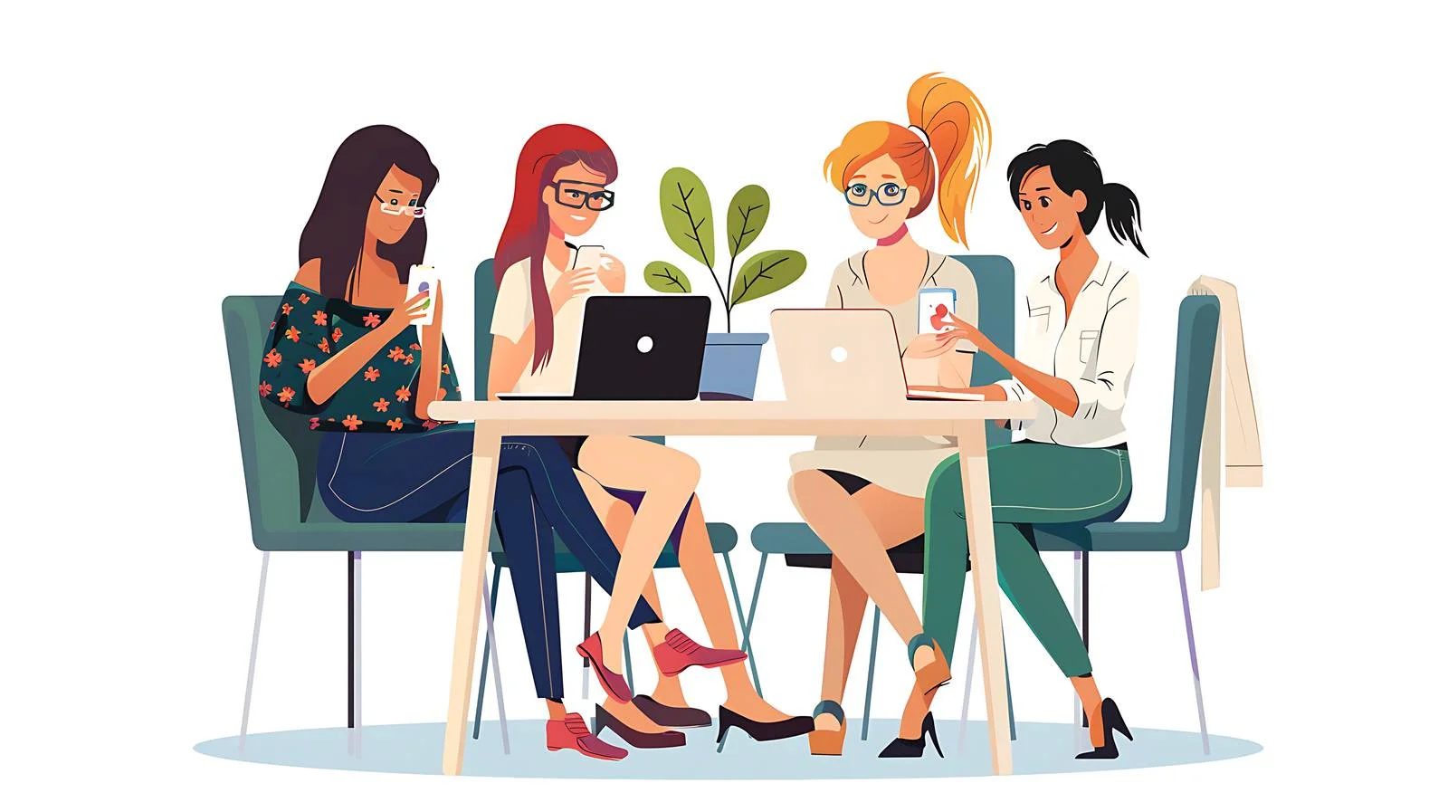 Professional Businesswomen Smartphone Meeting Image — free download from Dotvec