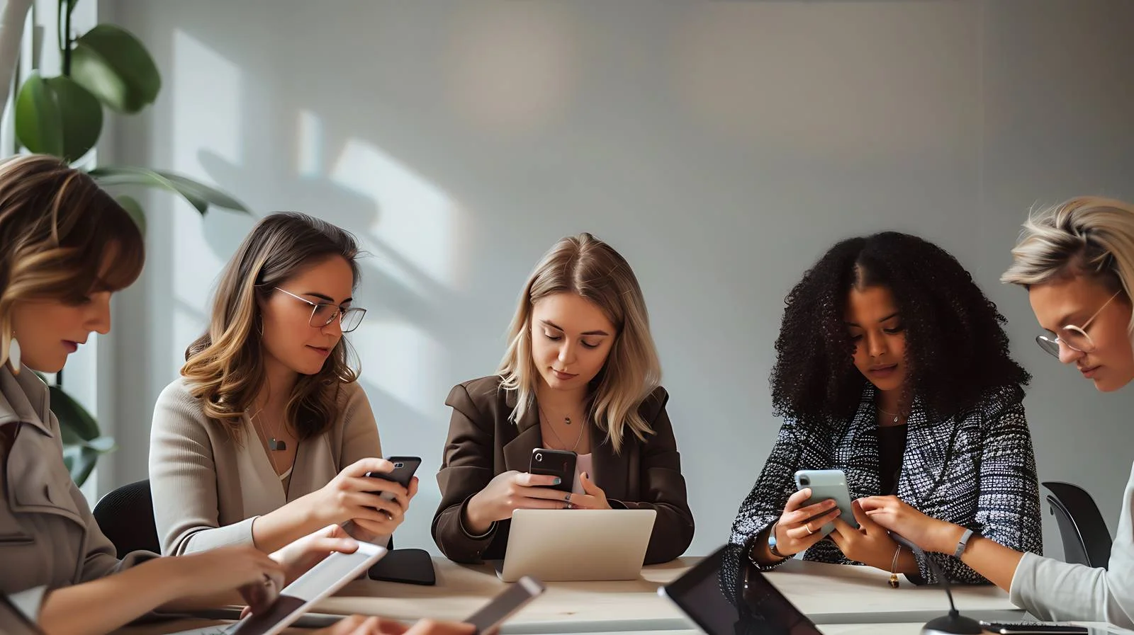 Businesswomen Smartphone Meeting — free download from Dotvec