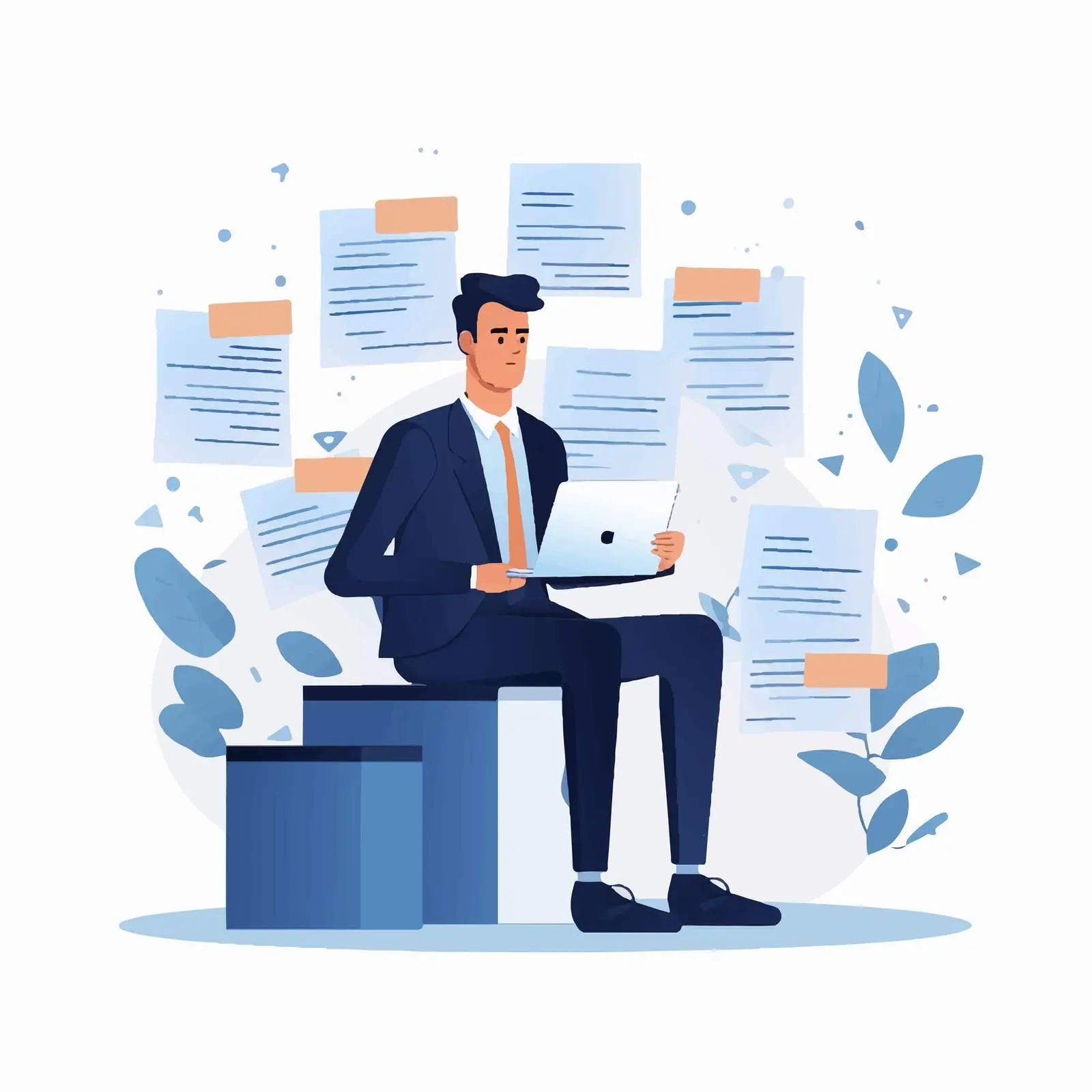 Busy Employee Managing Documents and Workflow — free download from Dotvec