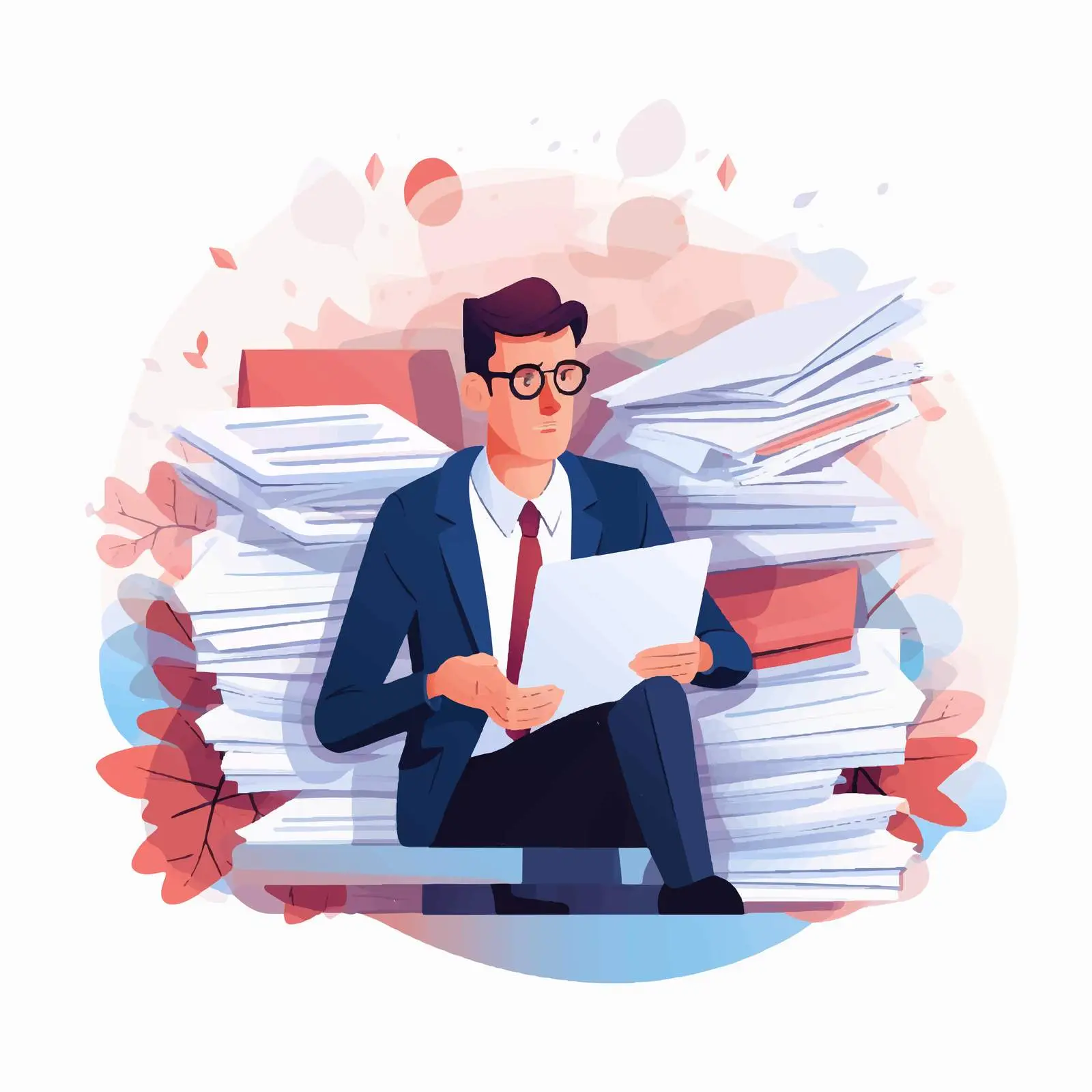 Busy Employee Managing Documents and Workflows – free business operations image from Dotvec