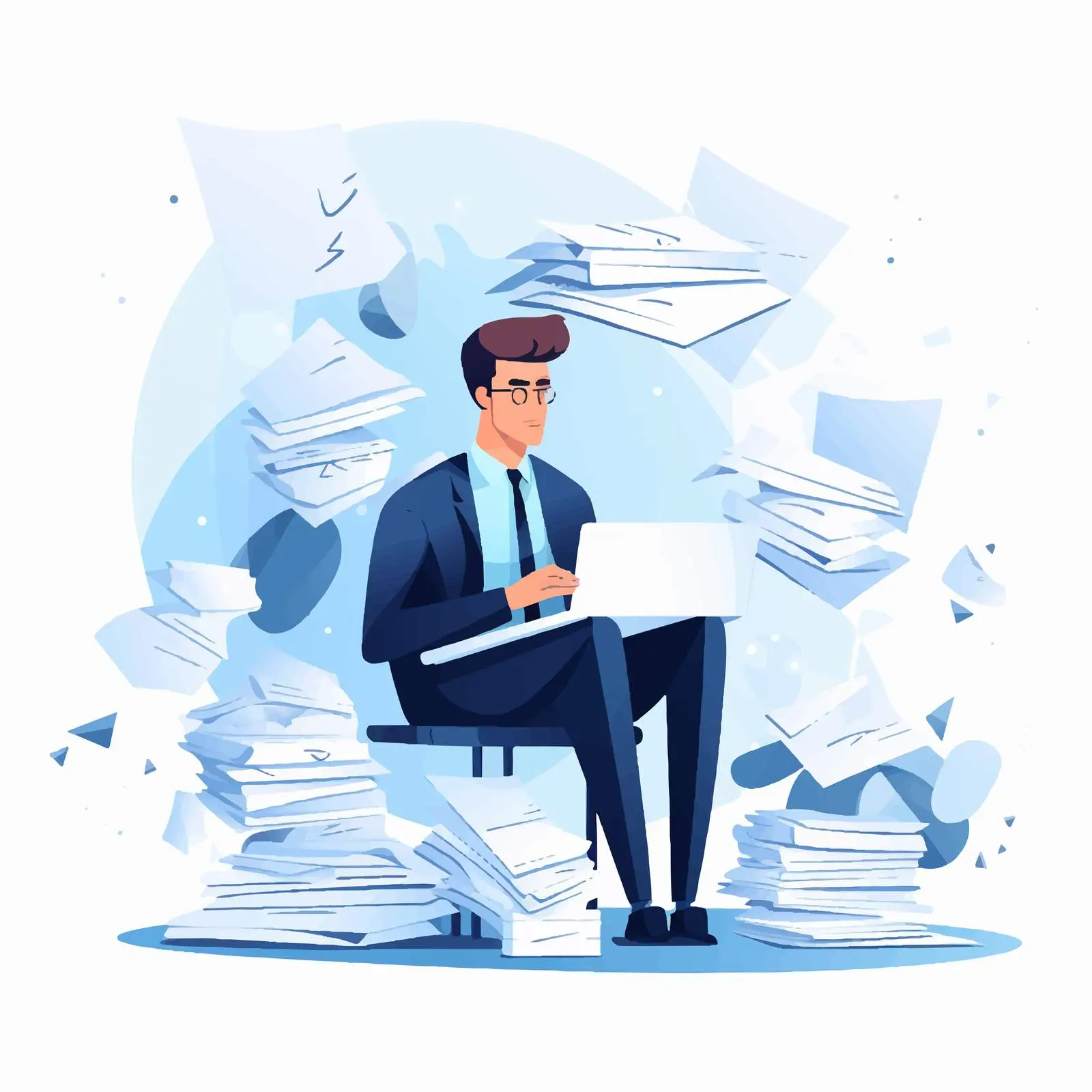 Busy Employee Managing Documents and Paperwork — free download from Dotvec