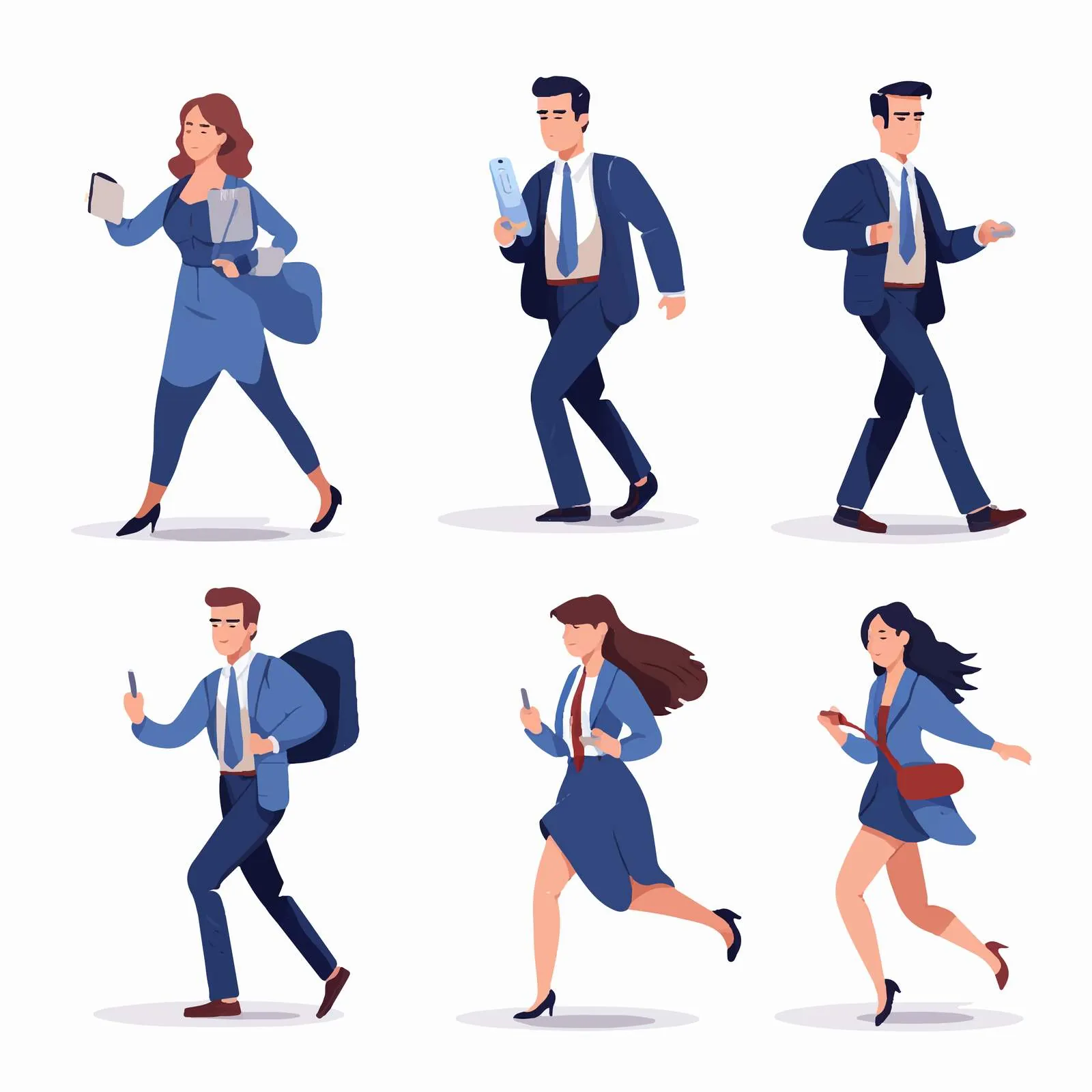 Busy People Hurrying in Professional Settings — free download from Dotvec
