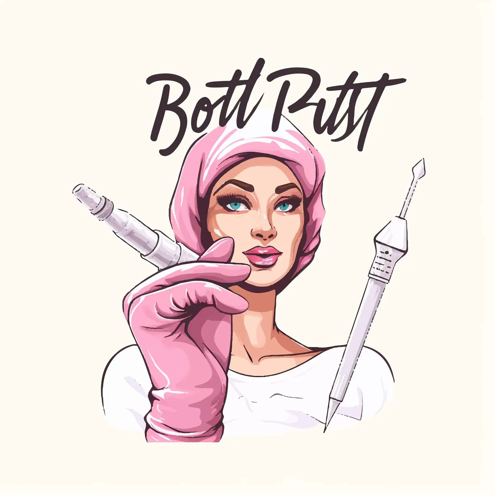 But First Botox Handwritten Lettering with Gloved Hand — free download from Dotvec