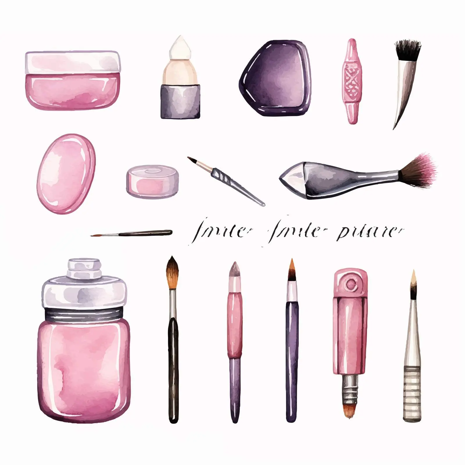 Handwritten Nail Inscription and Manicure Tools — free download from Dotvec