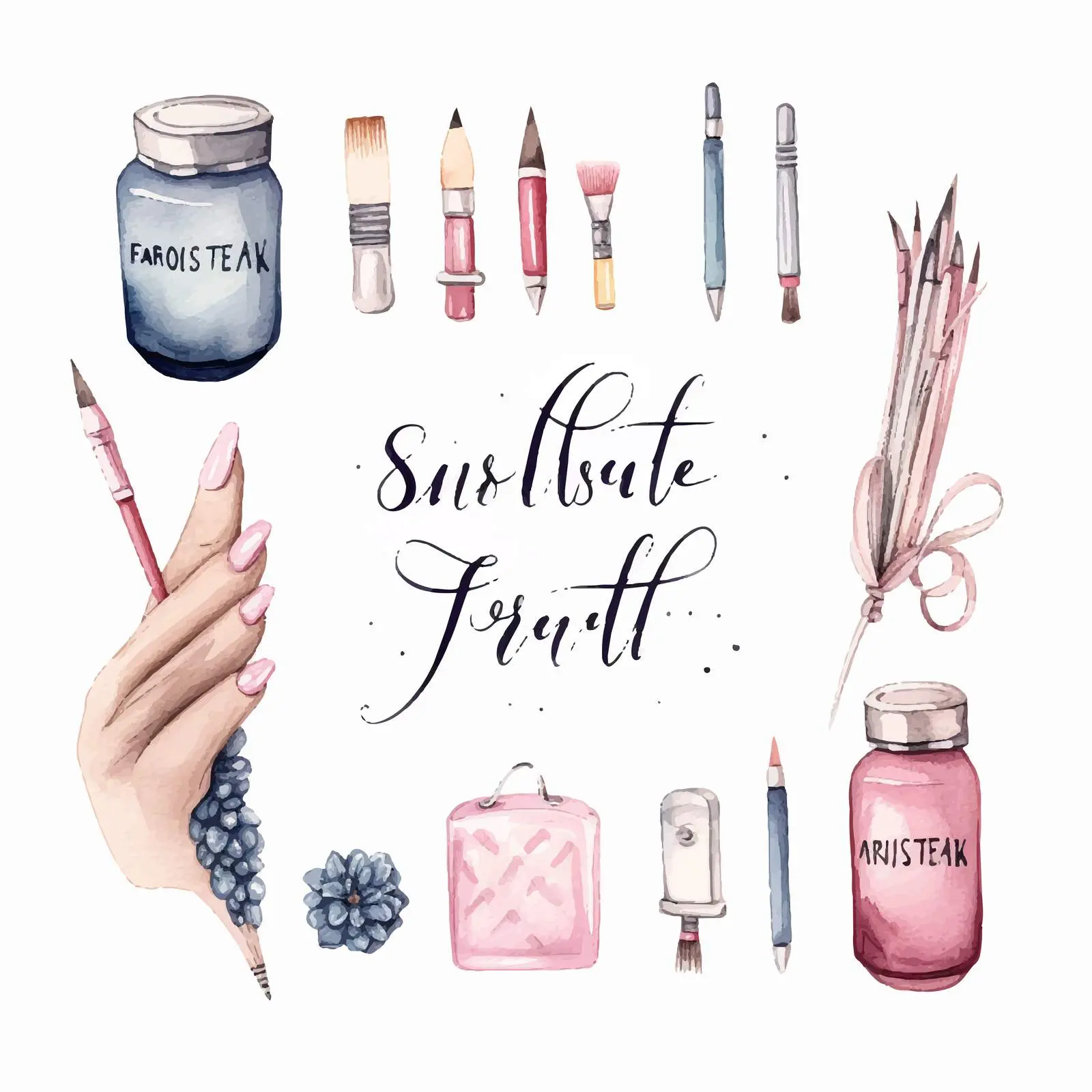 Handwritten Inscription on Nail Samples Vector — free download from Dotvec