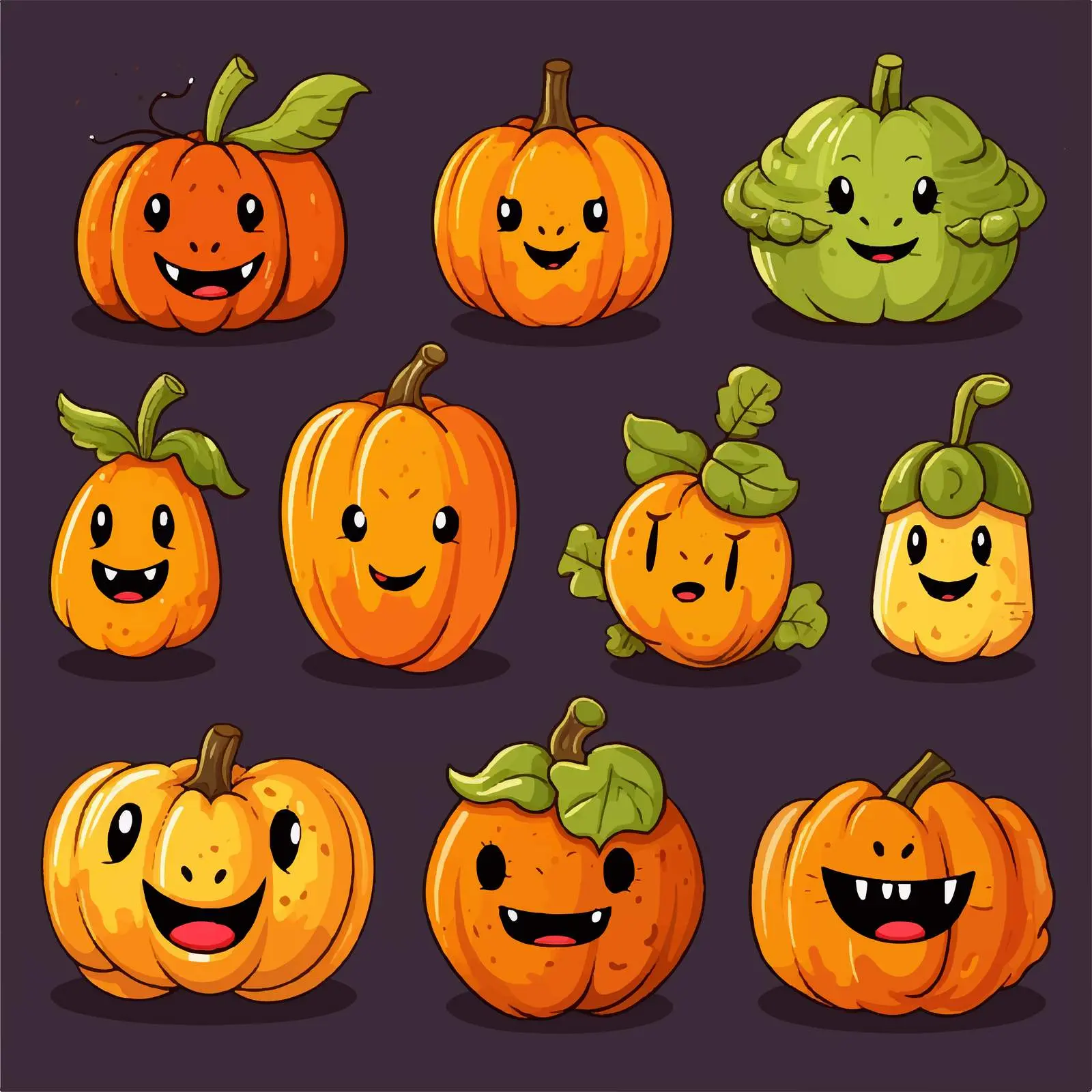 Funny Pumpkin Party Vector Set — free download from Dotvec