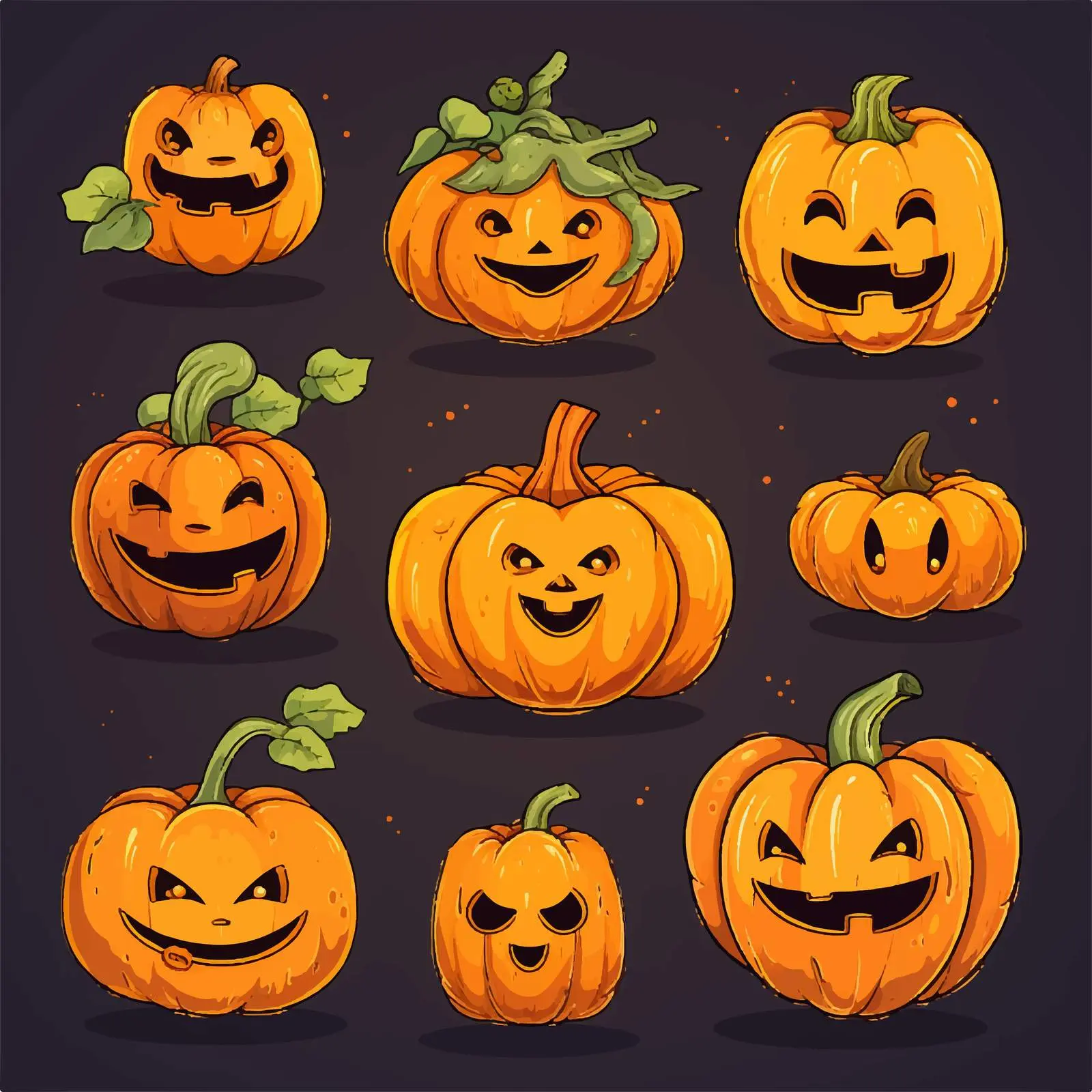Funny Pumpkin Party Vector Set – free pumpkin artwork image from Dotvec