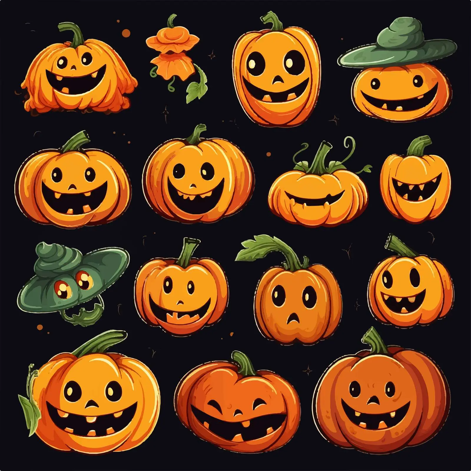 Funny Pumpkin Party Vector Set — free download from Dotvec