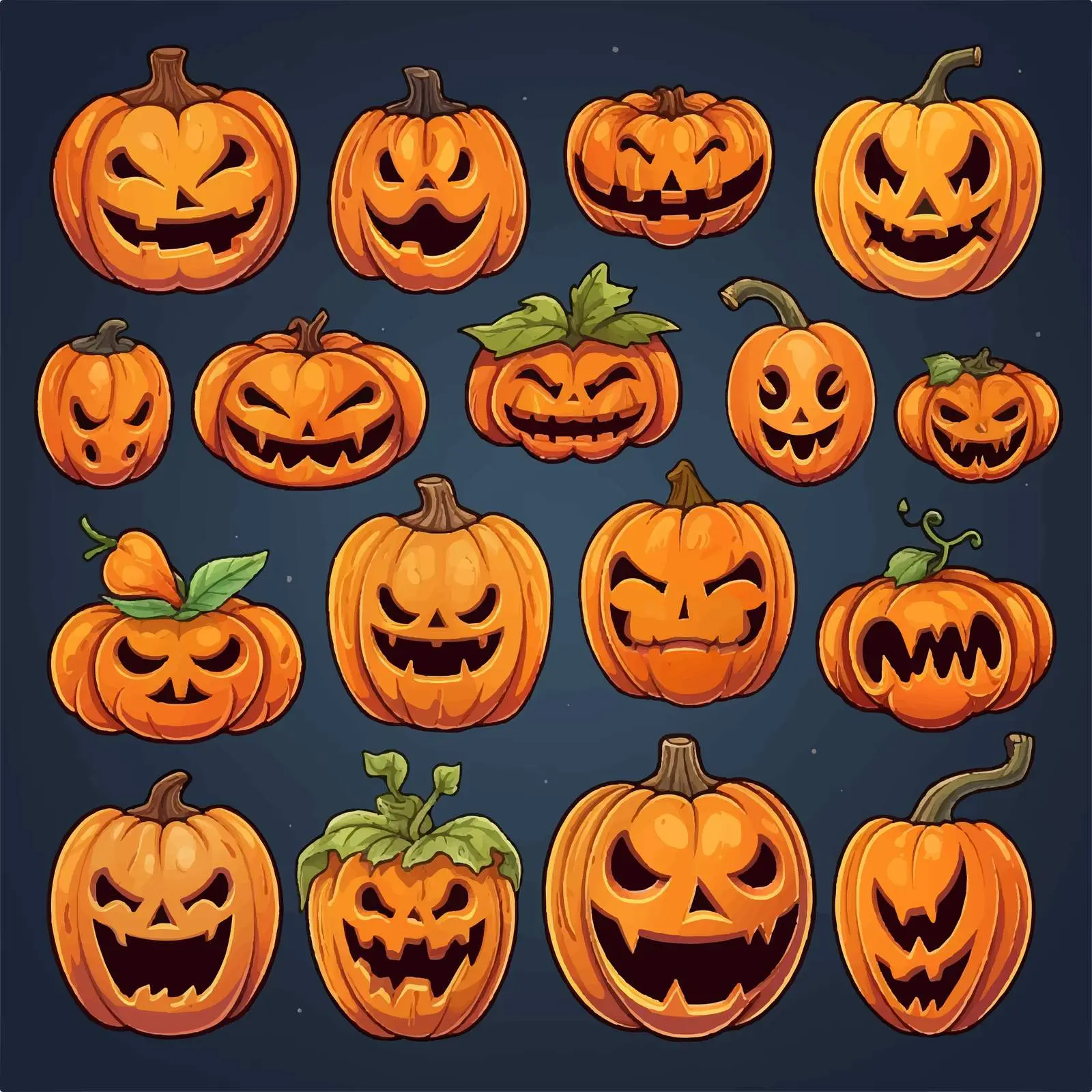 Funny Pumpkin Party Vector Illustrations — free download from Dotvec
