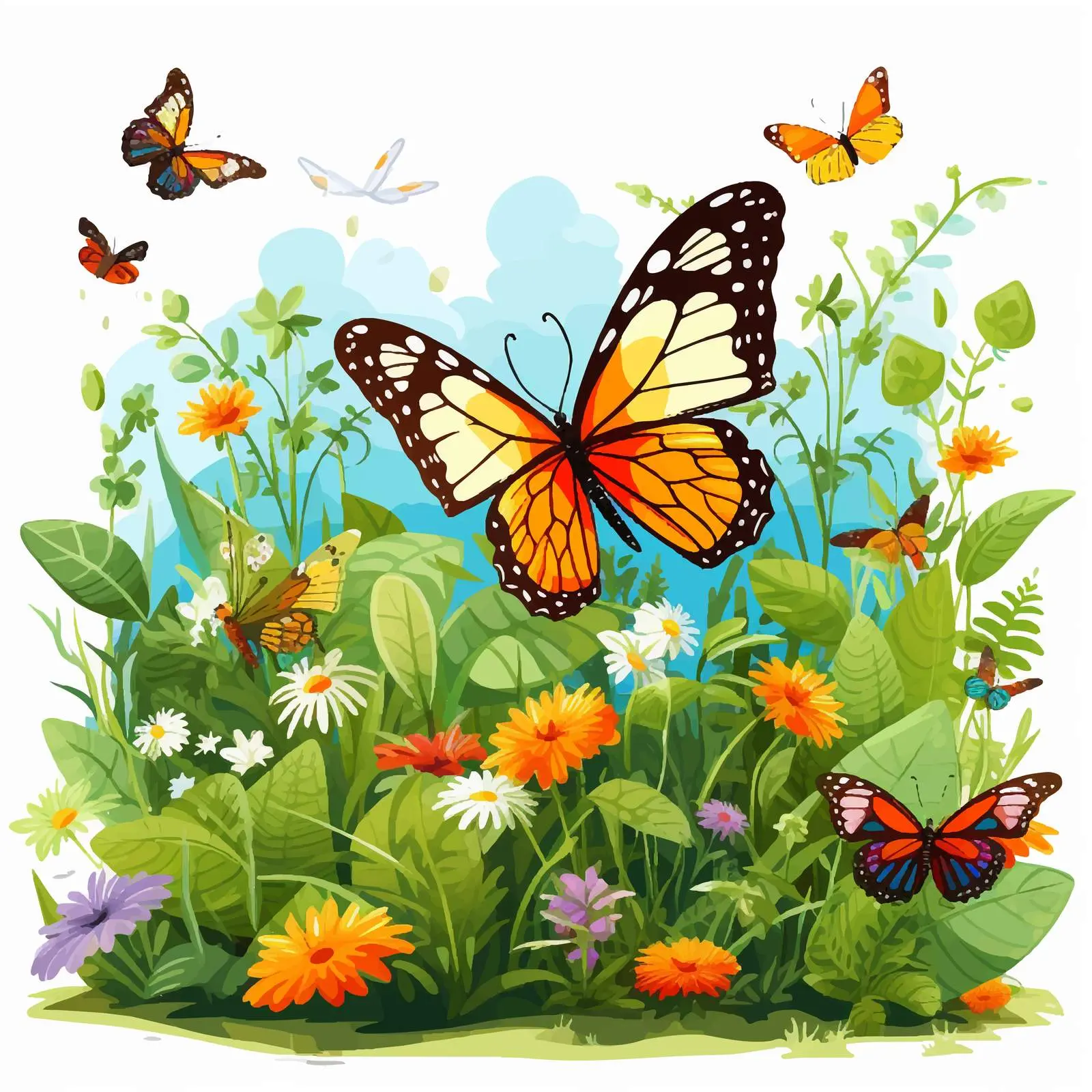 Butterflies and Bugs in the Garden Vector — free download from Dotvec