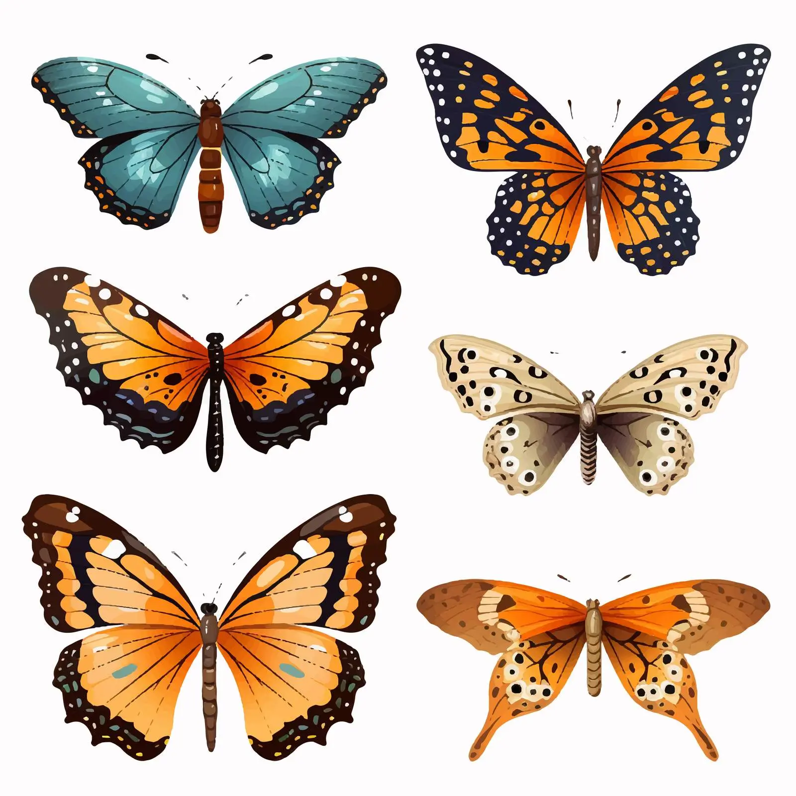 Butterflies and Dragonflies with Tiger Skin Print – free nature vectors image from Dotvec