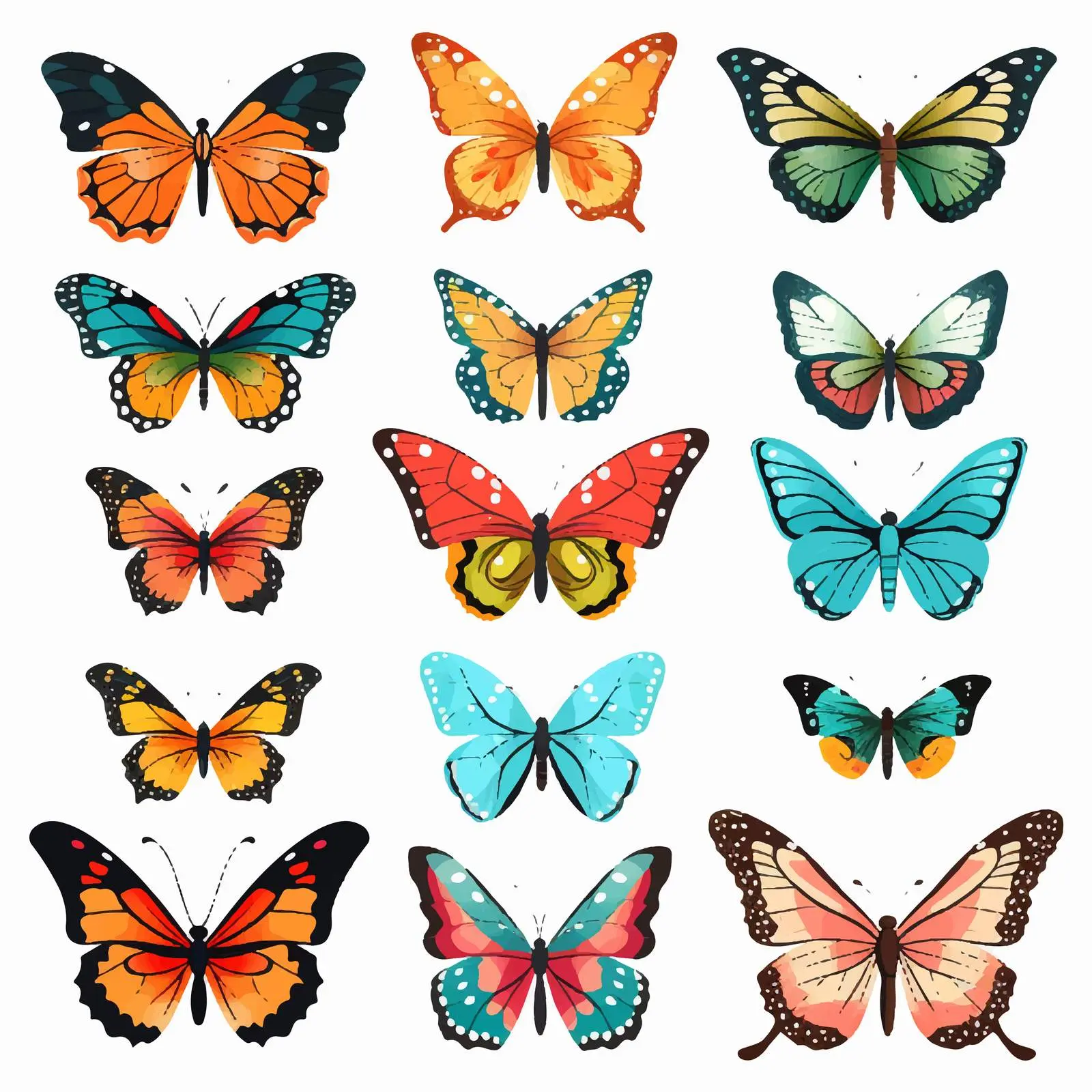 Colorful Butterfly Silhouettes Clip Art Bundle — free download from Dotvec